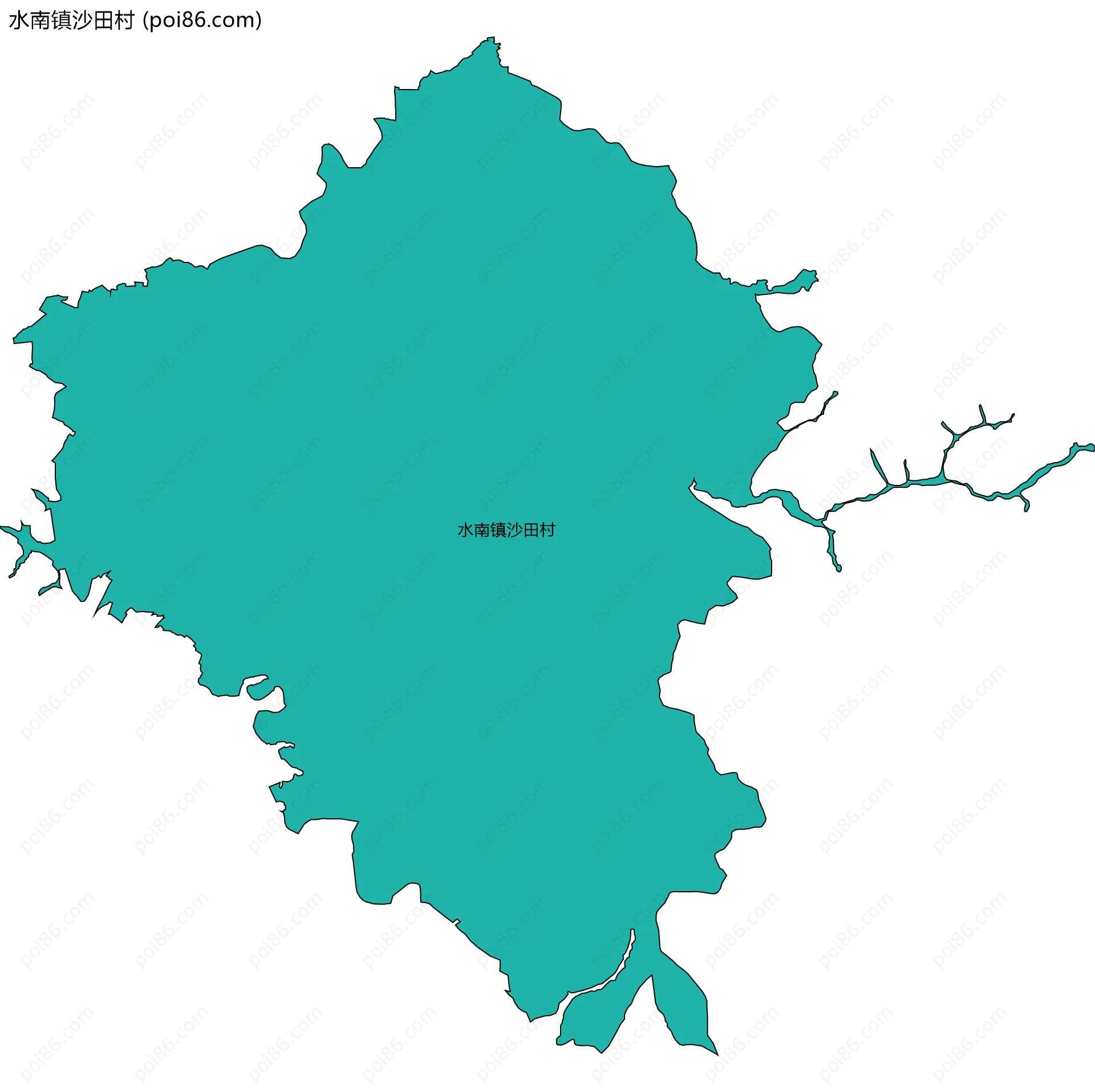 水南镇沙田村边界地图