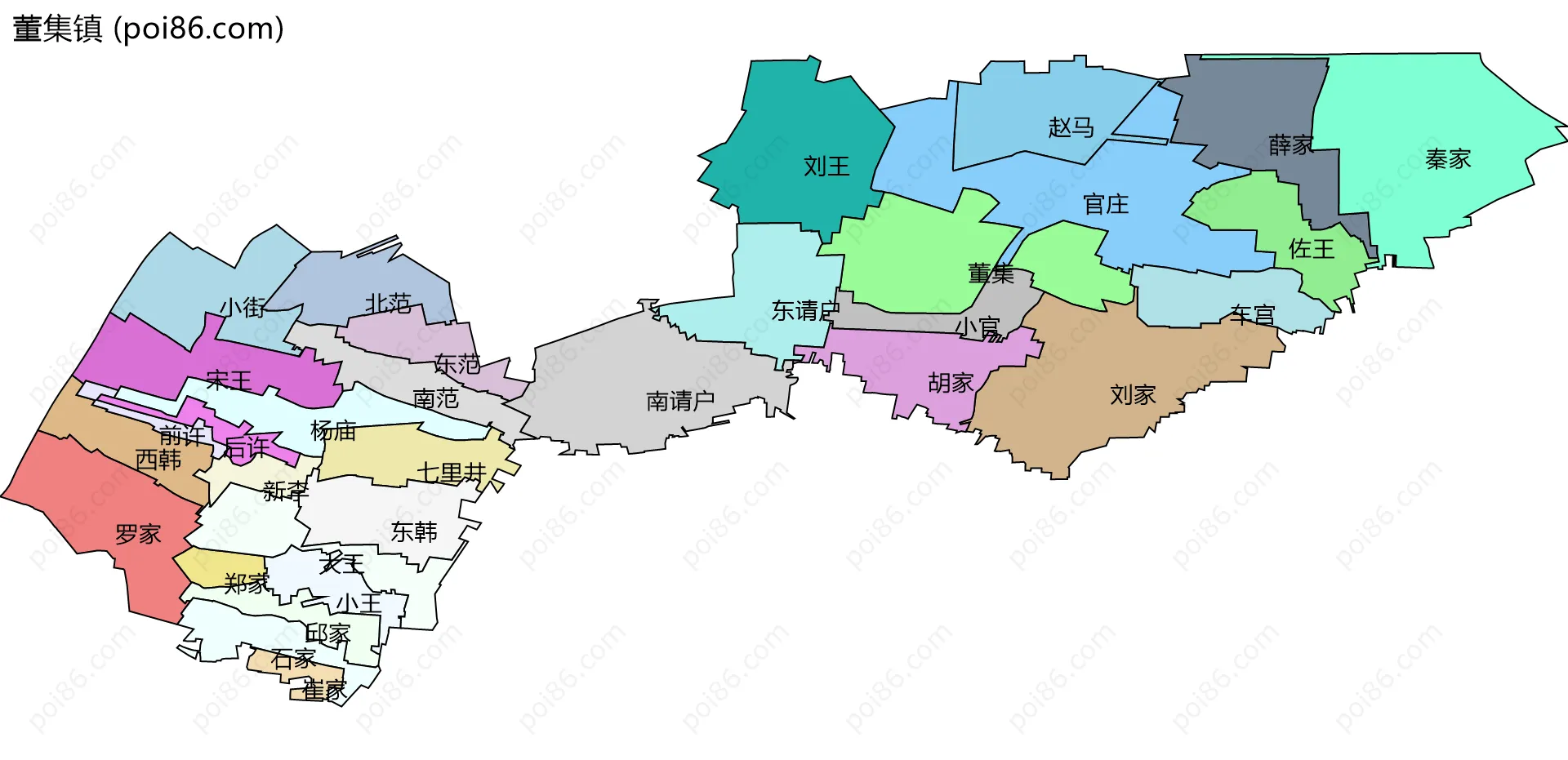 董集镇边界地图(五级行政区划)