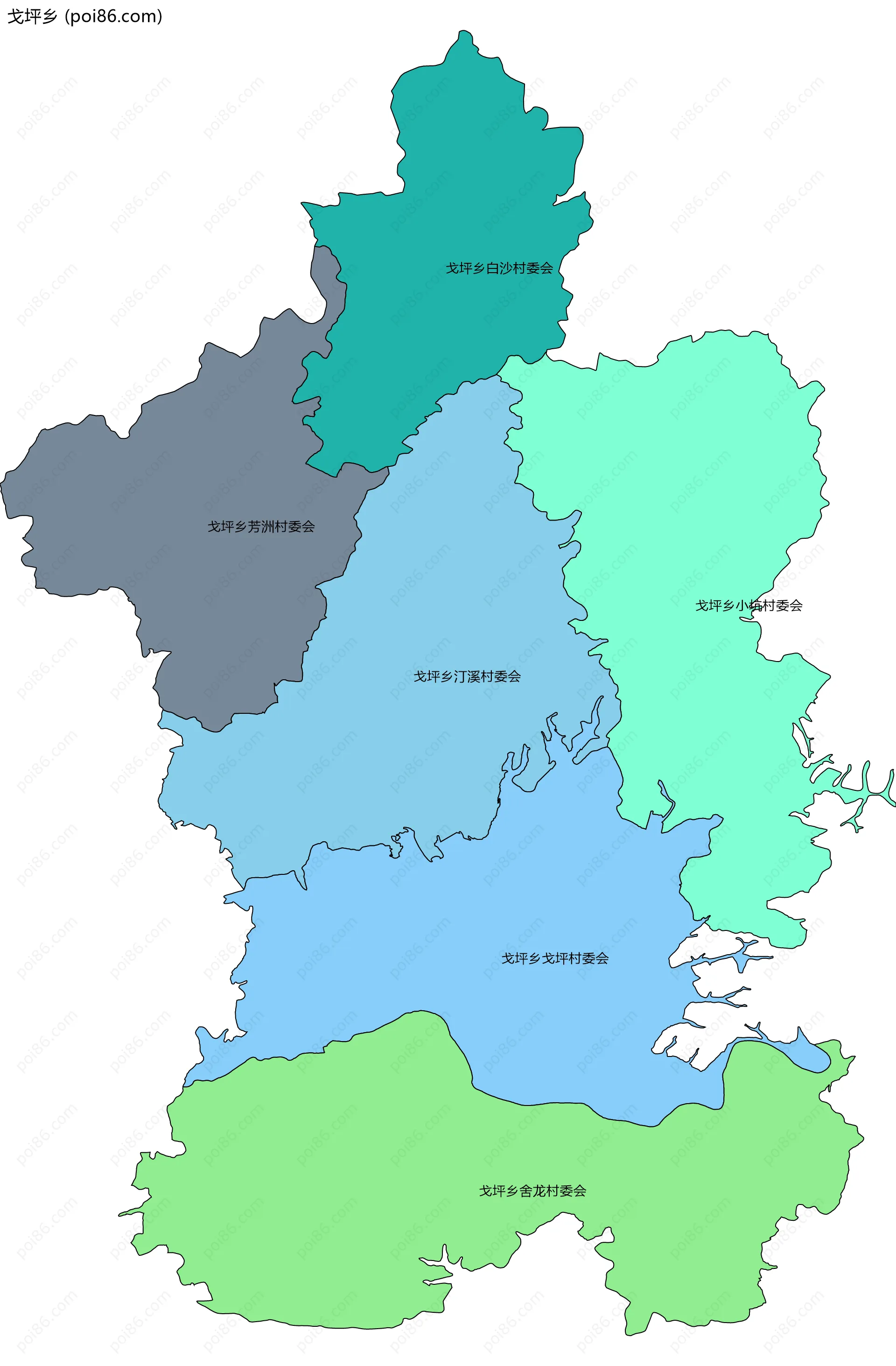 戈坪乡边界地图(五级行政区划)