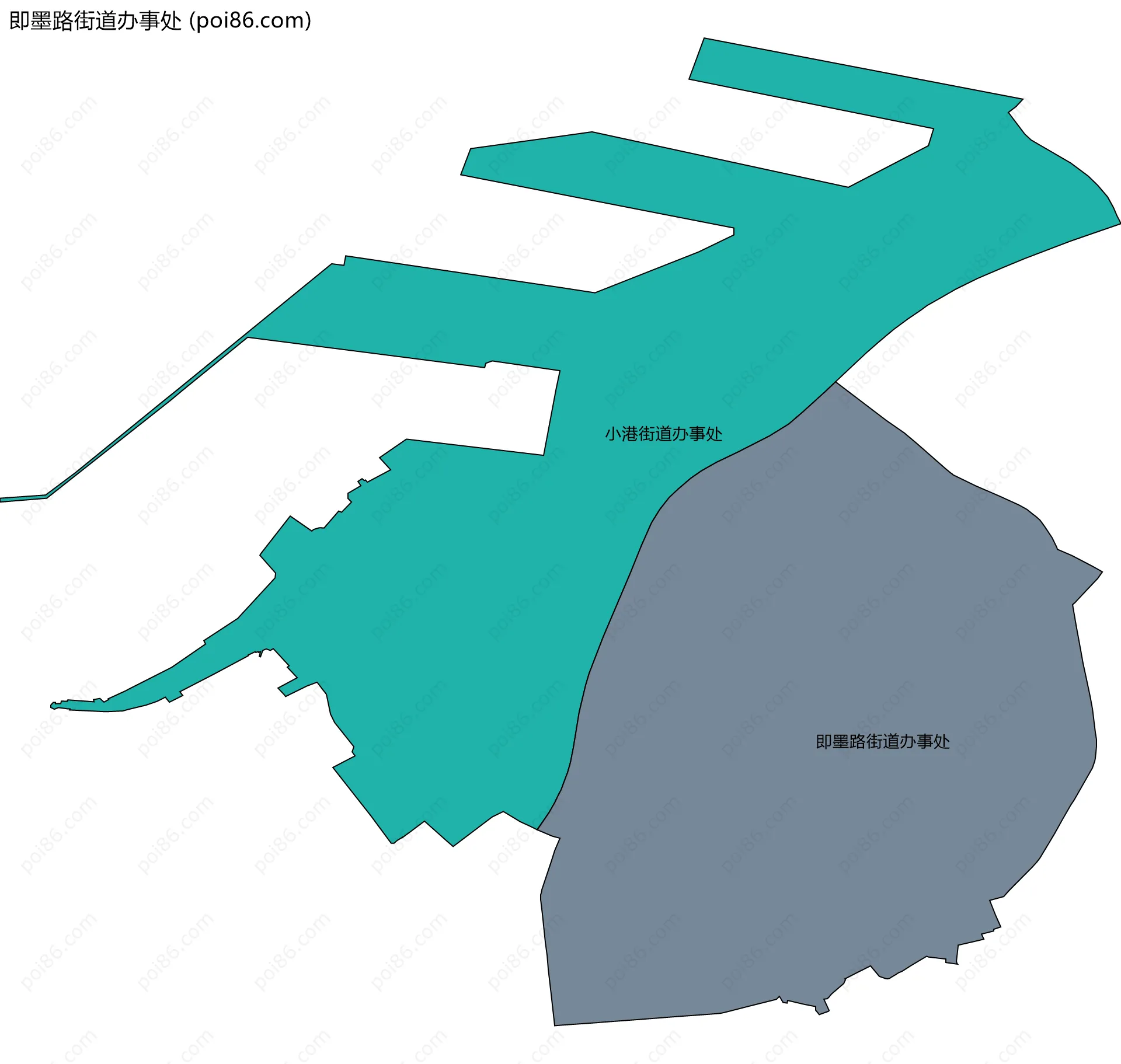 即墨路街道办事处边界地图(五级行政区划)