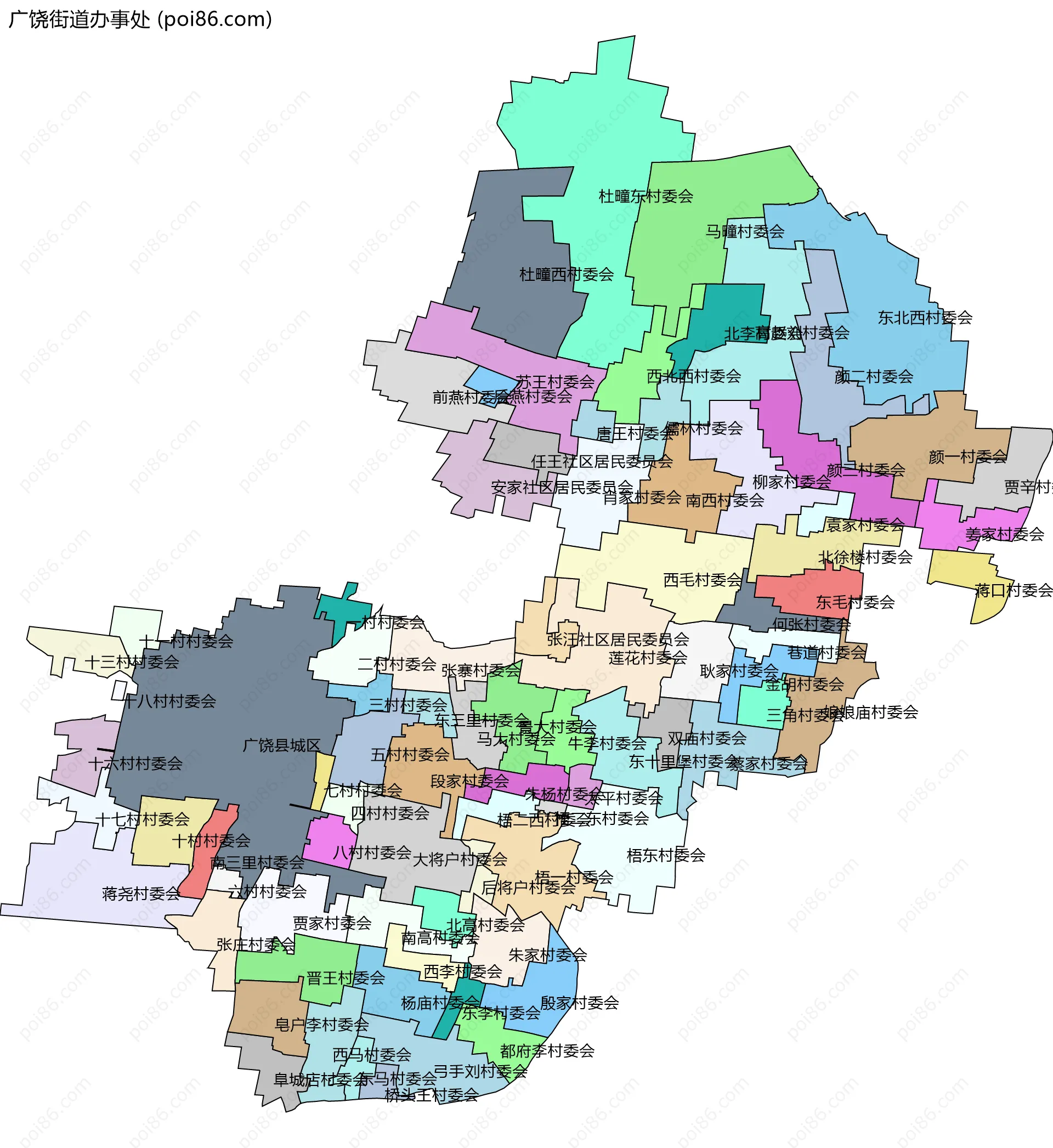 广饶街道办事处边界地图(五级行政区划)