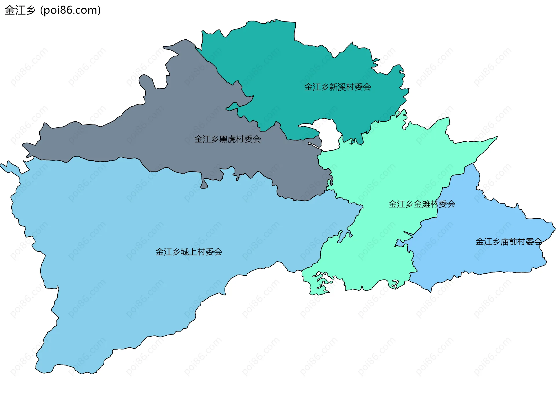 金江乡边界地图(五级行政区划)