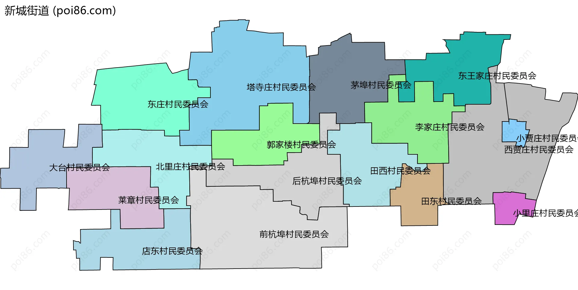 新城街道边界地图(五级行政区划)