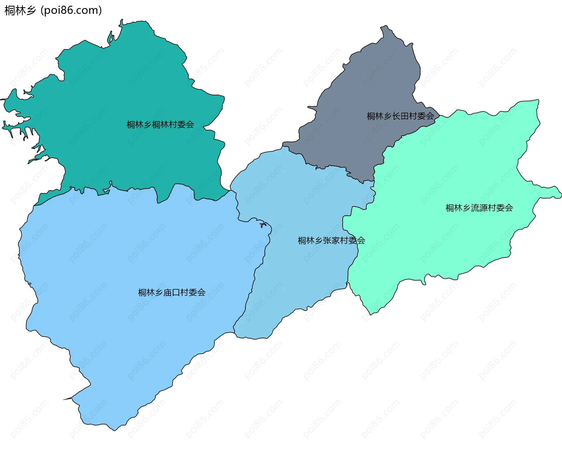 桐林乡边界地图(五级行政区划)