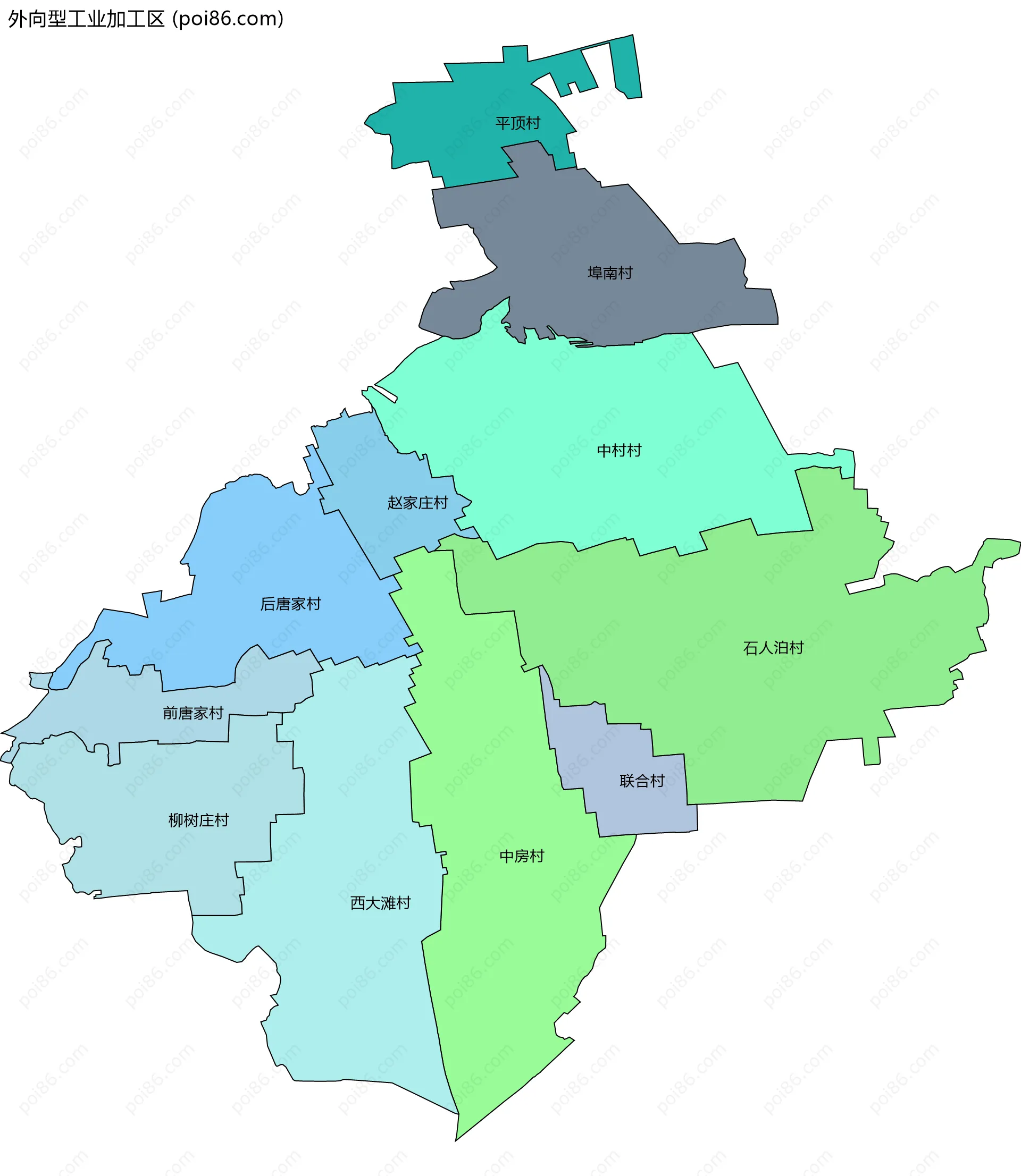 外向型工业加工区边界地图(五级行政区划)