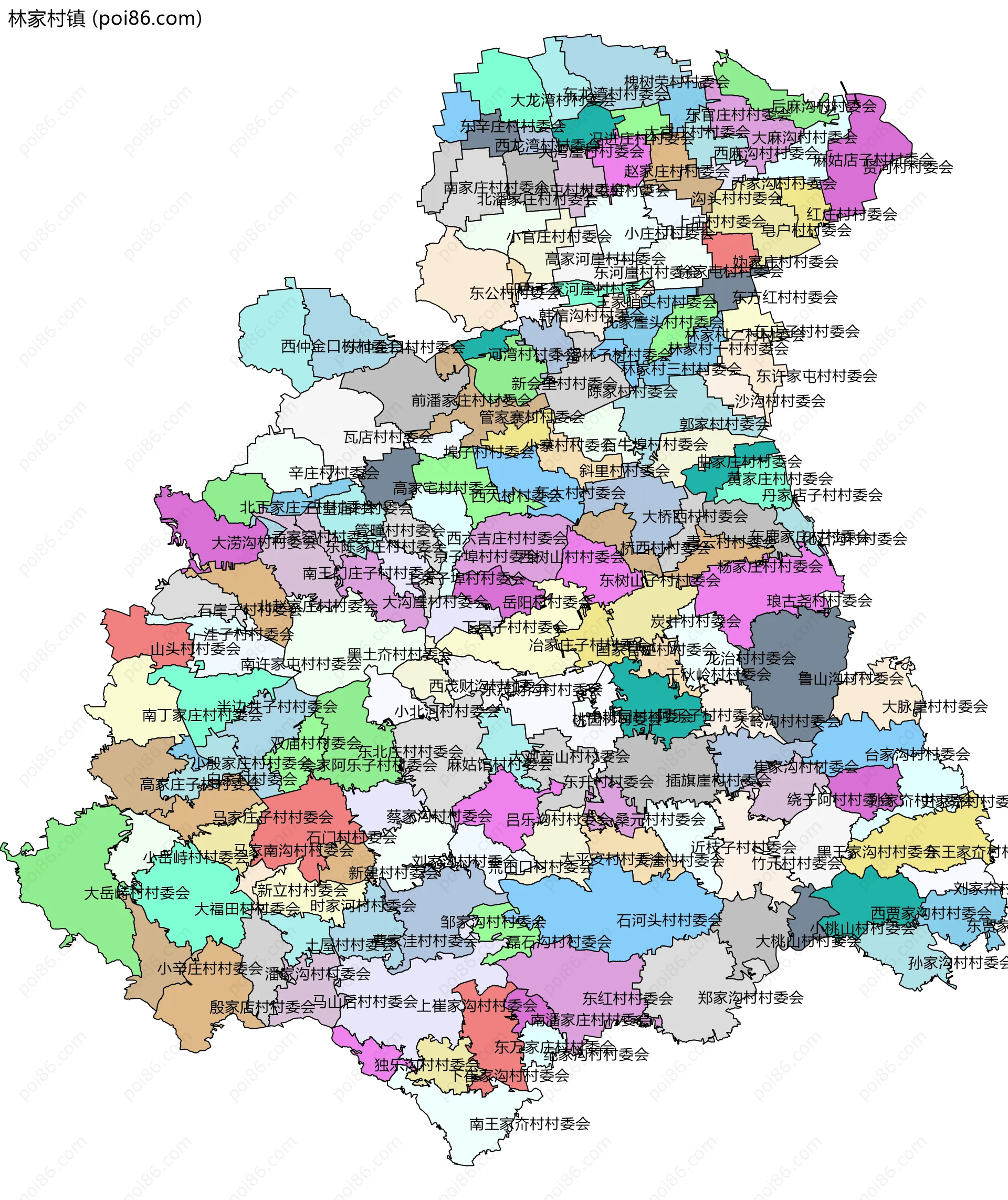 林家村镇边界地图(五级行政区划)