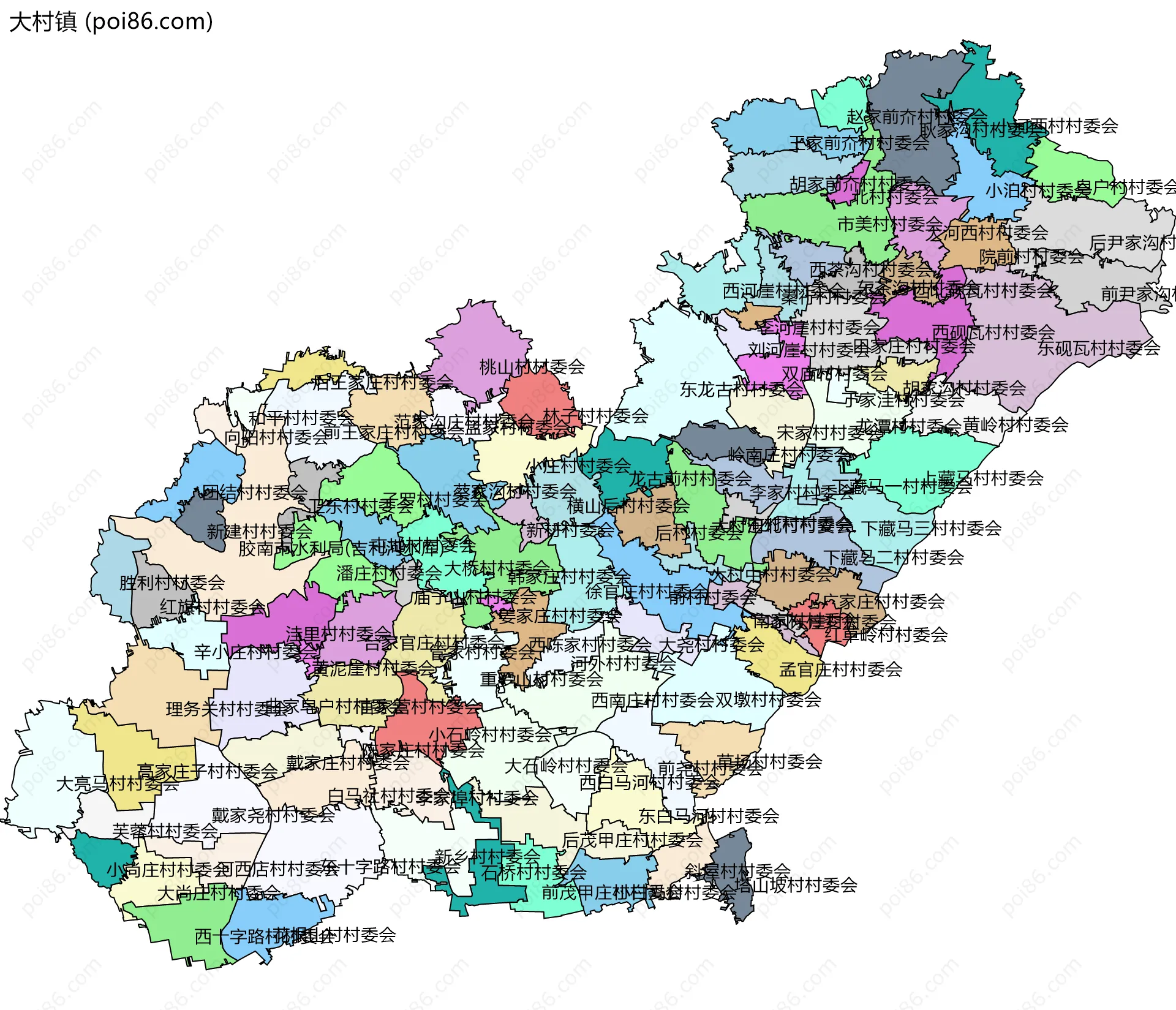 大村镇边界地图(五级行政区划)