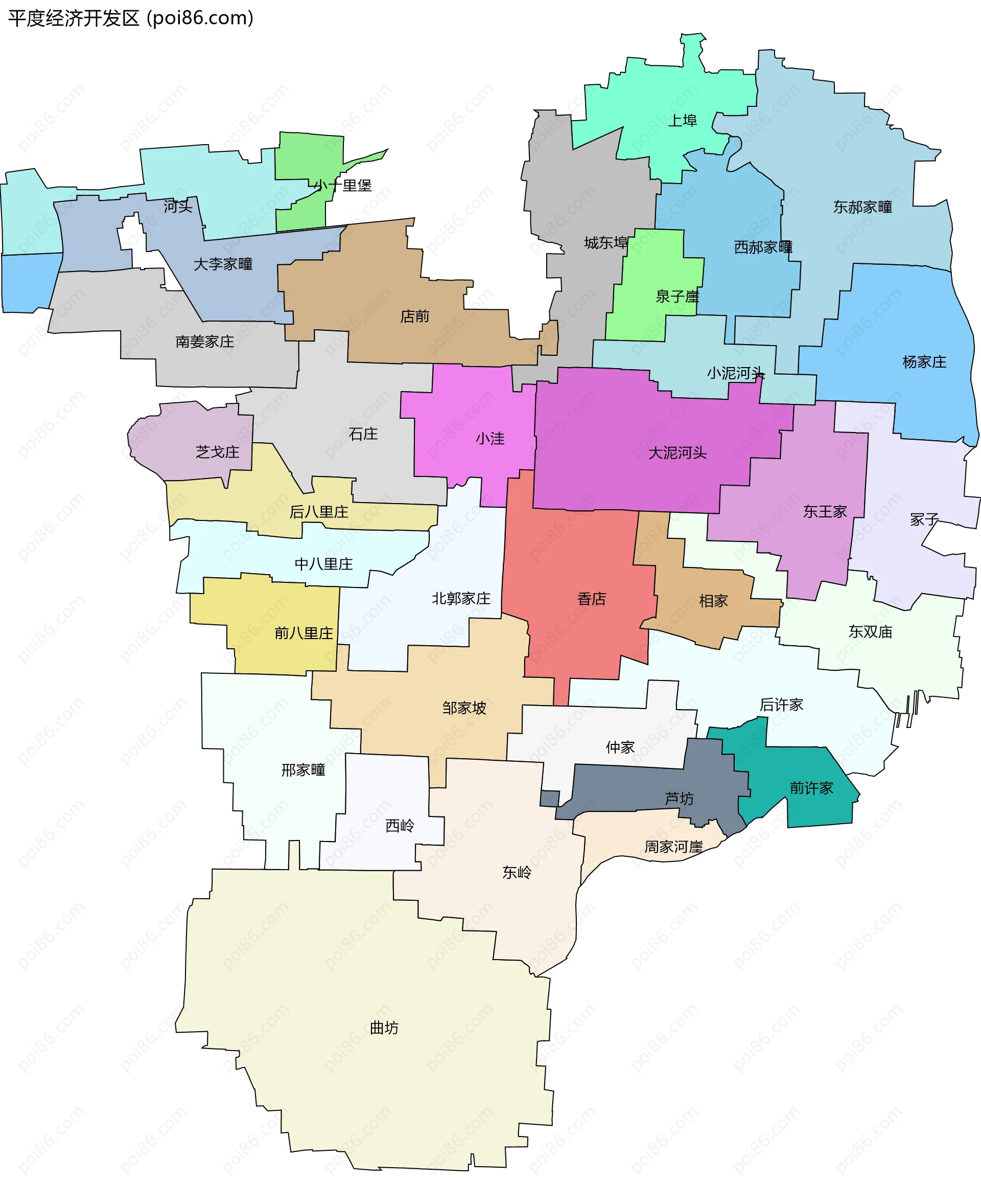 平度经济开发区边界地图(五级行政区划)