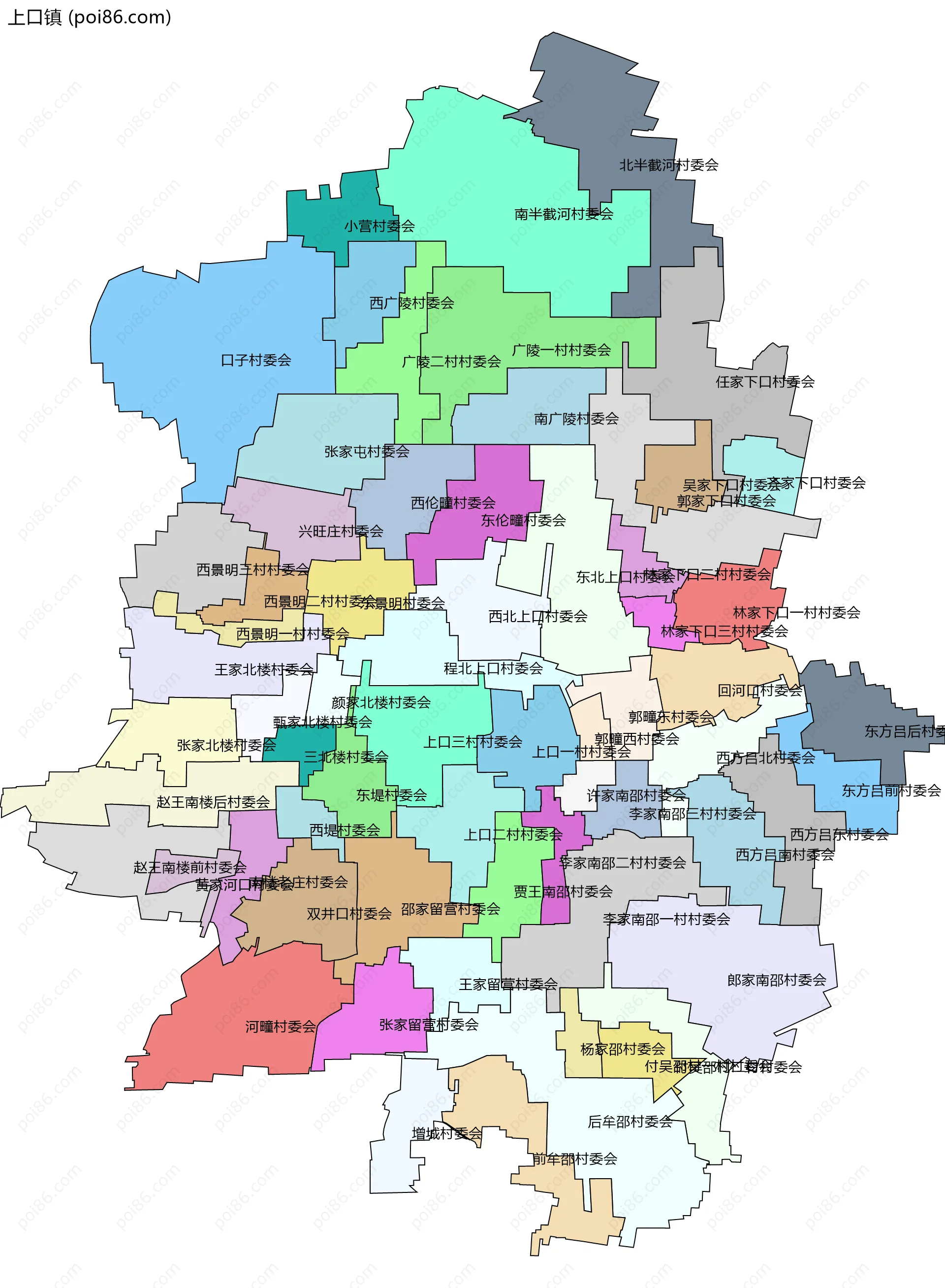 上口镇边界地图(五级行政区划)