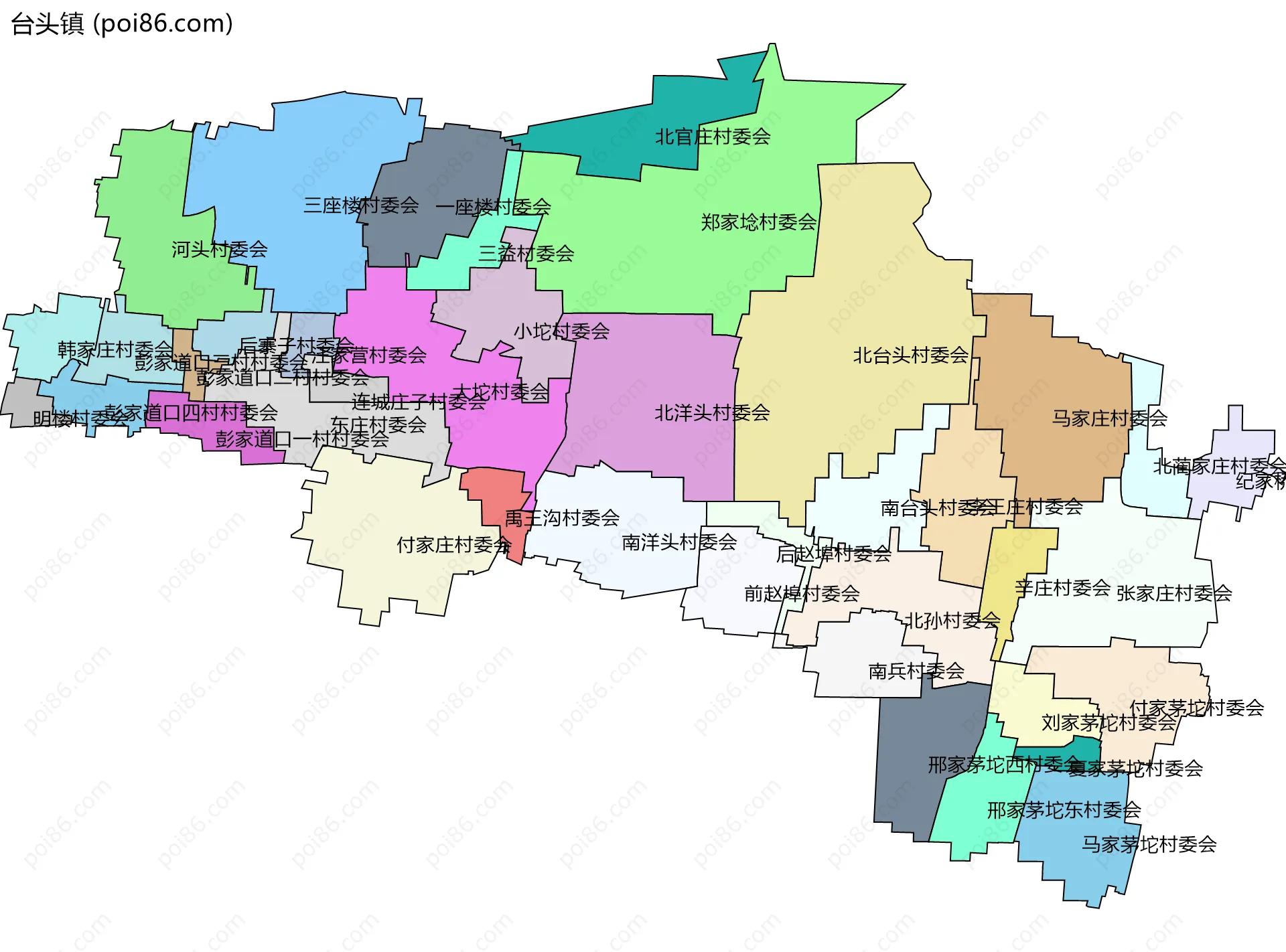 台头镇边界地图(五级行政区划)