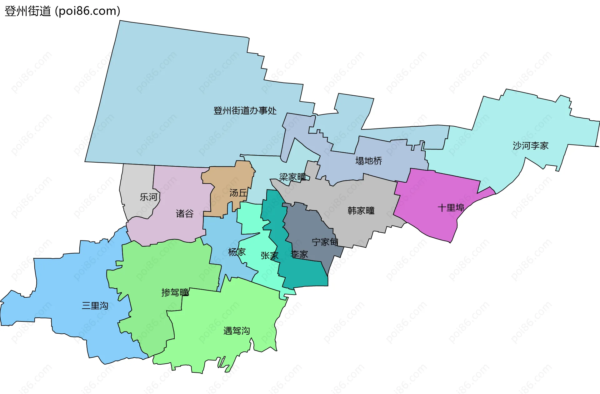 登州街道边界地图(五级行政区划)