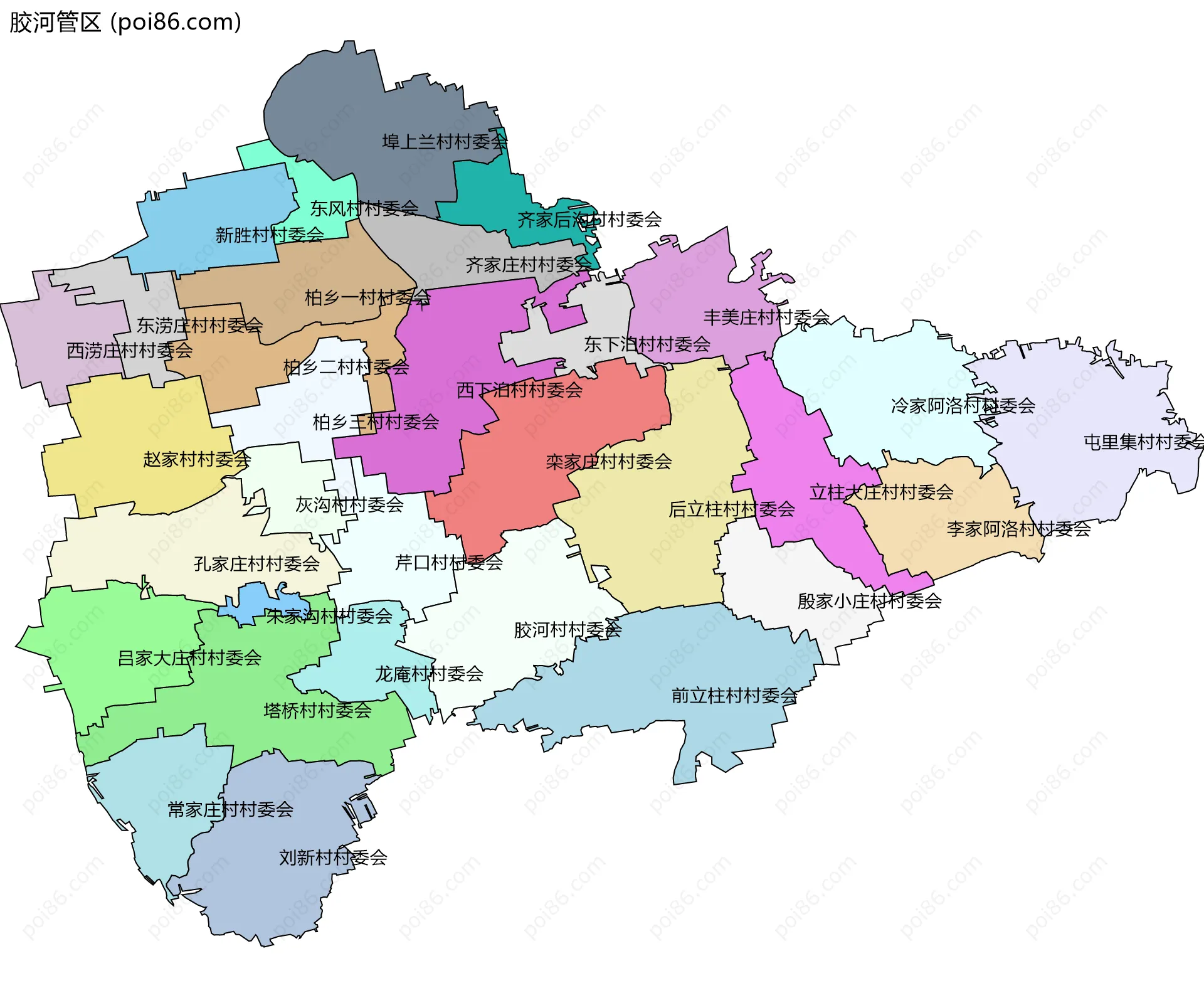 胶河管区边界地图(五级行政区划)