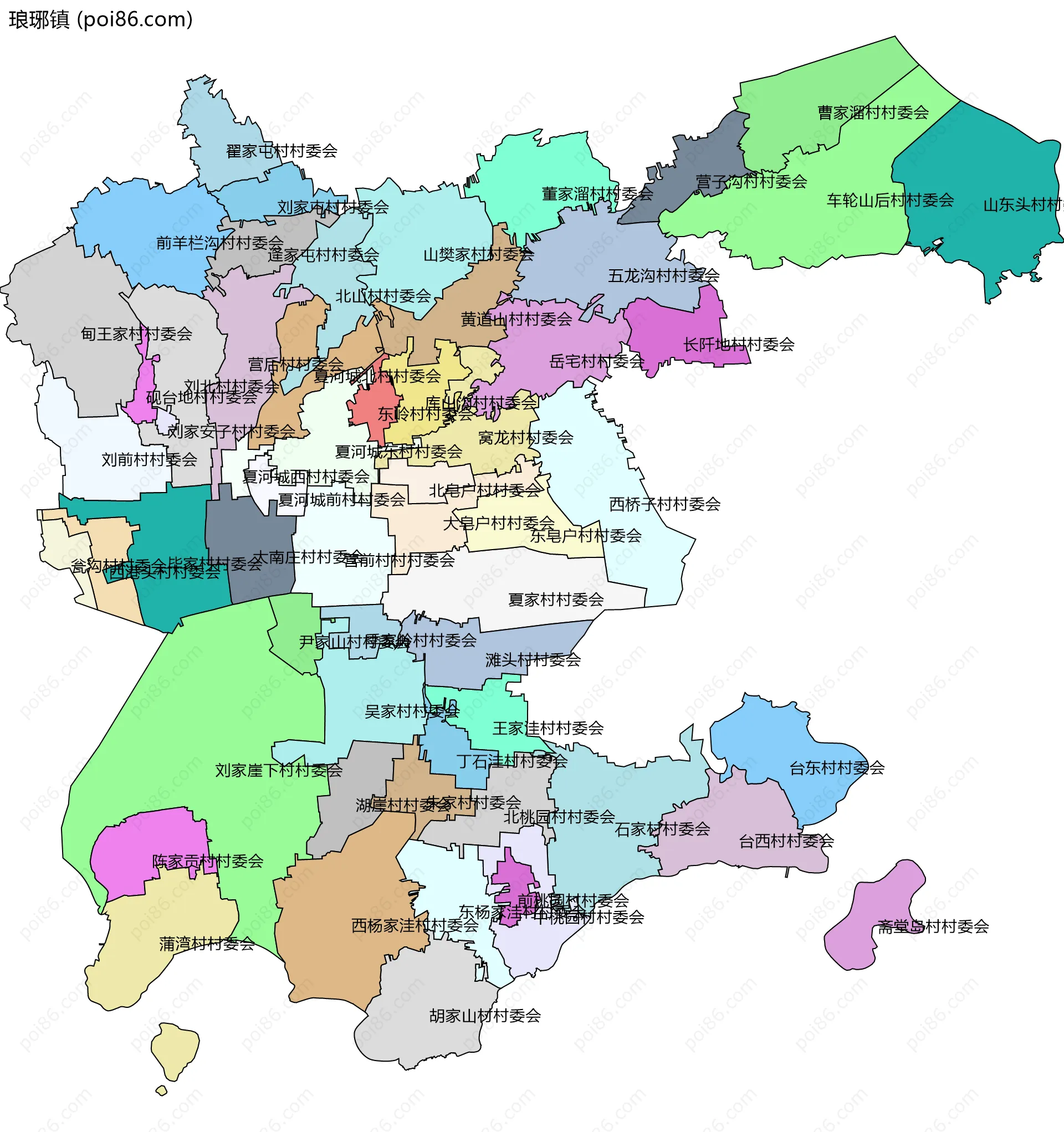 琅琊镇边界地图(五级行政区划)