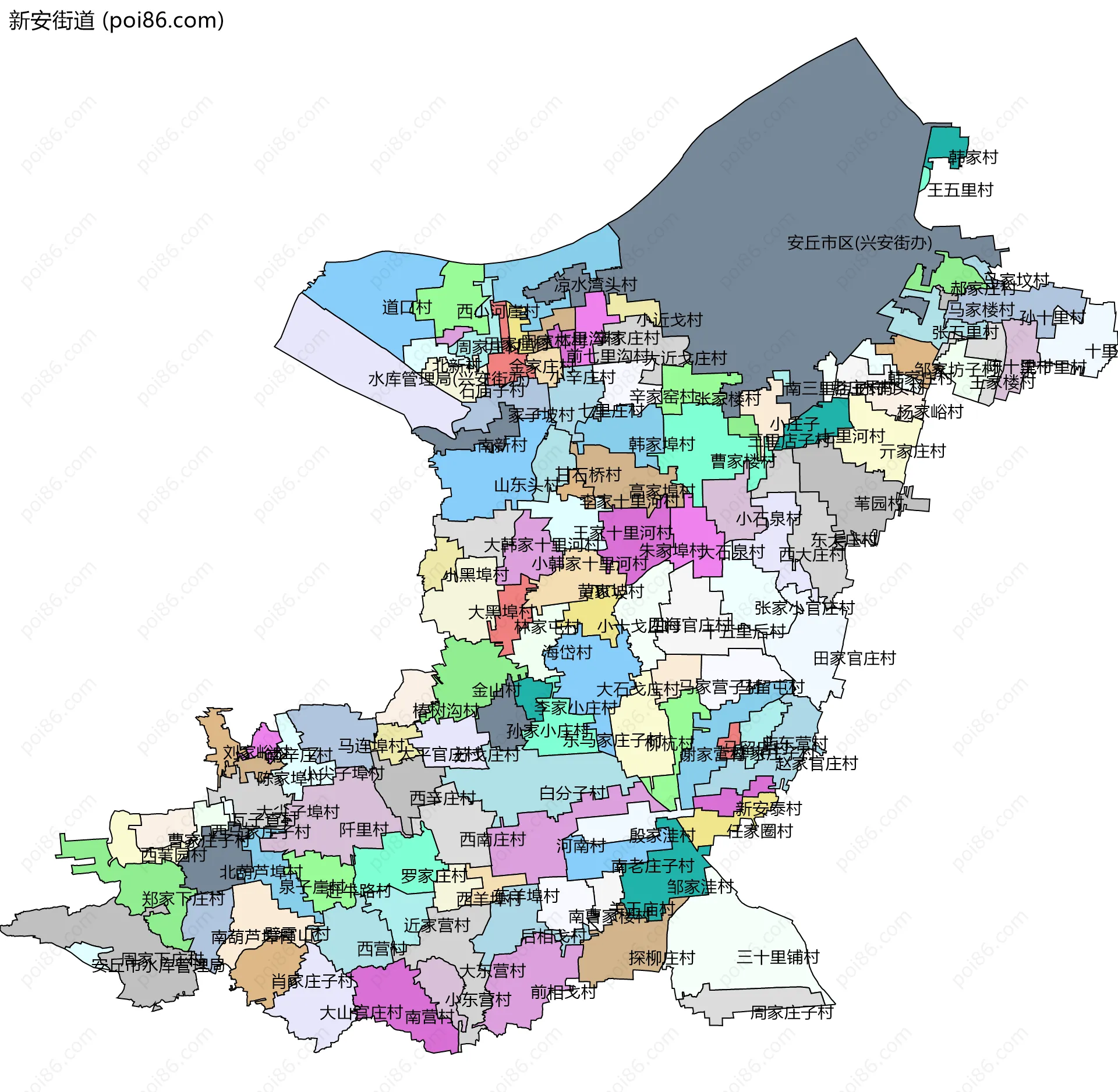新安街道边界地图(五级行政区划)