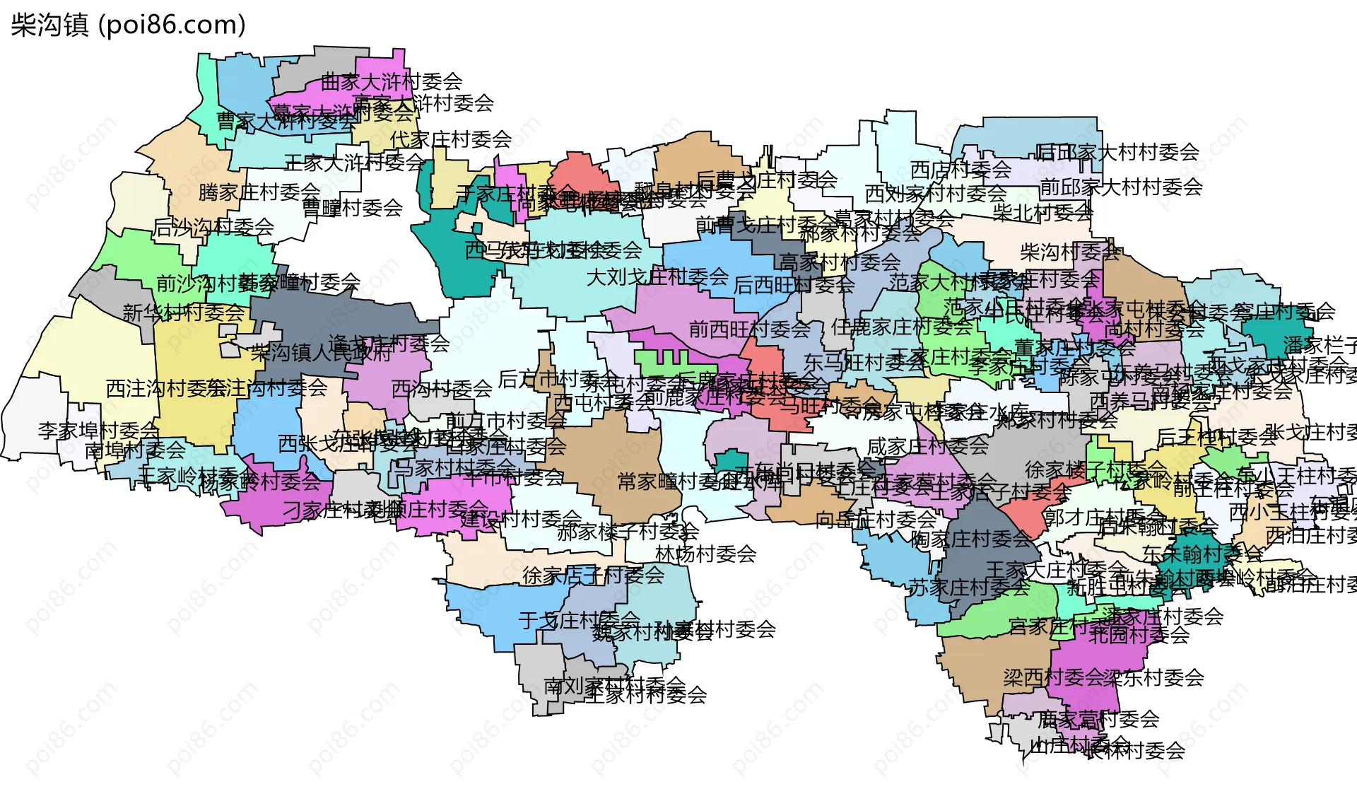 柴沟镇边界地图(五级行政区划)