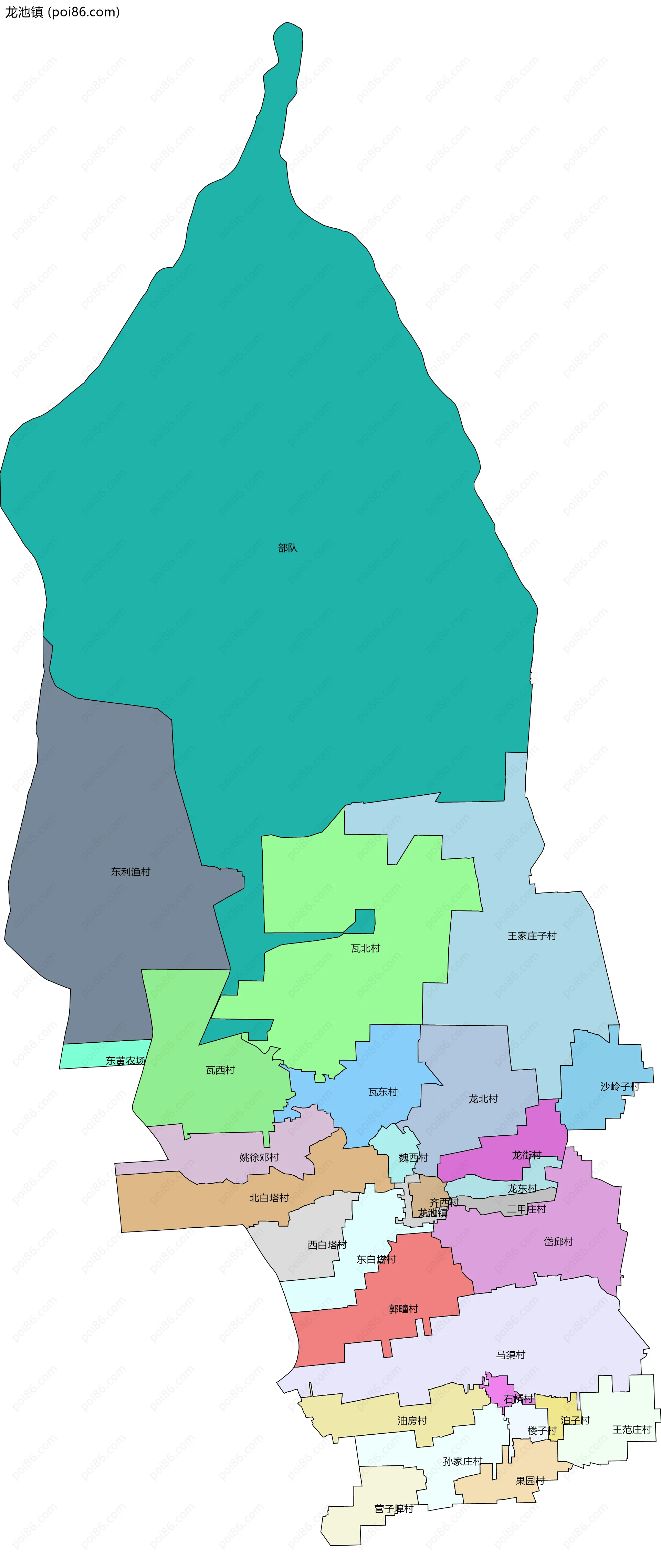 龙池镇边界地图(五级行政区划)