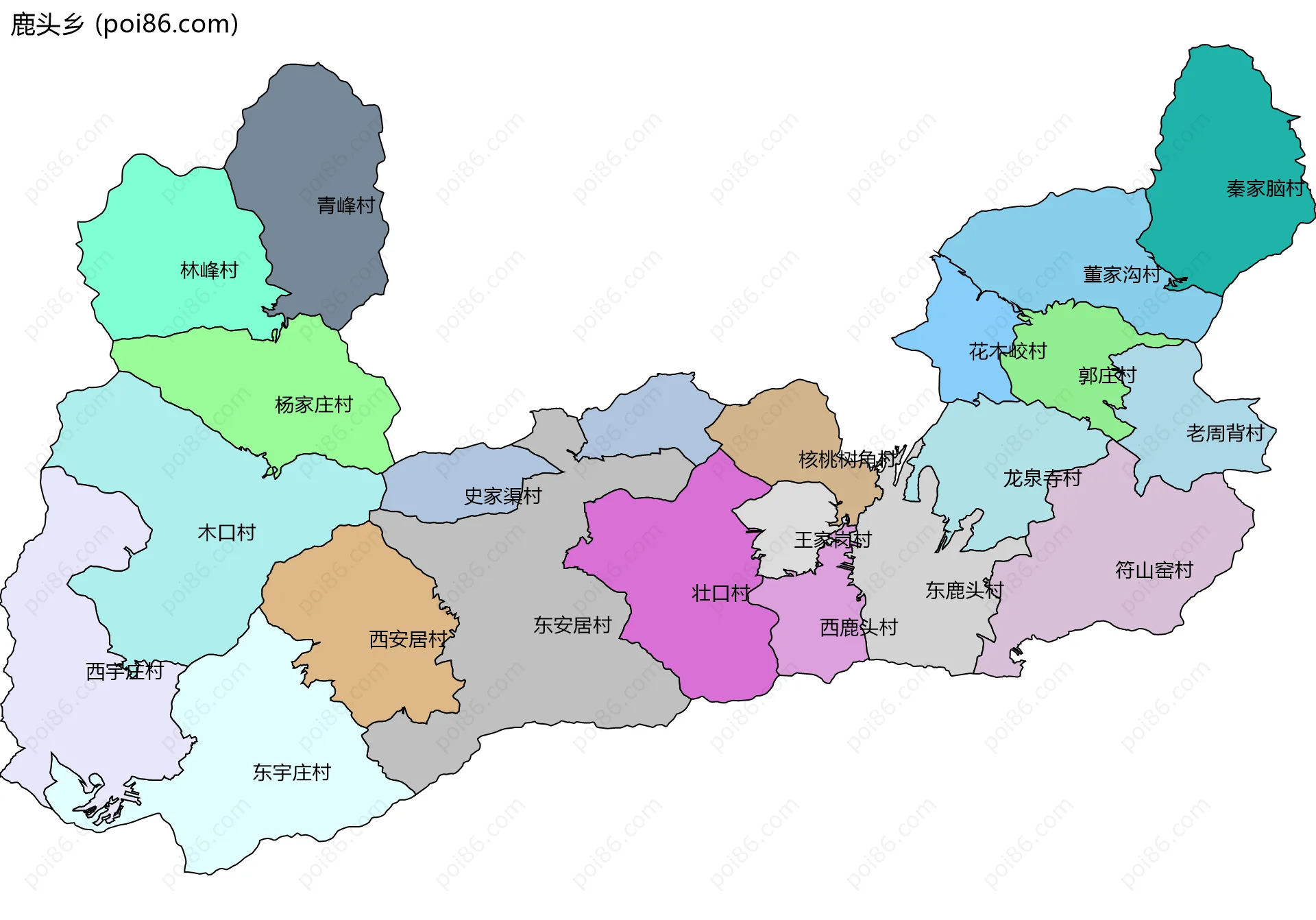 鹿头乡边界地图(五级行政区划)