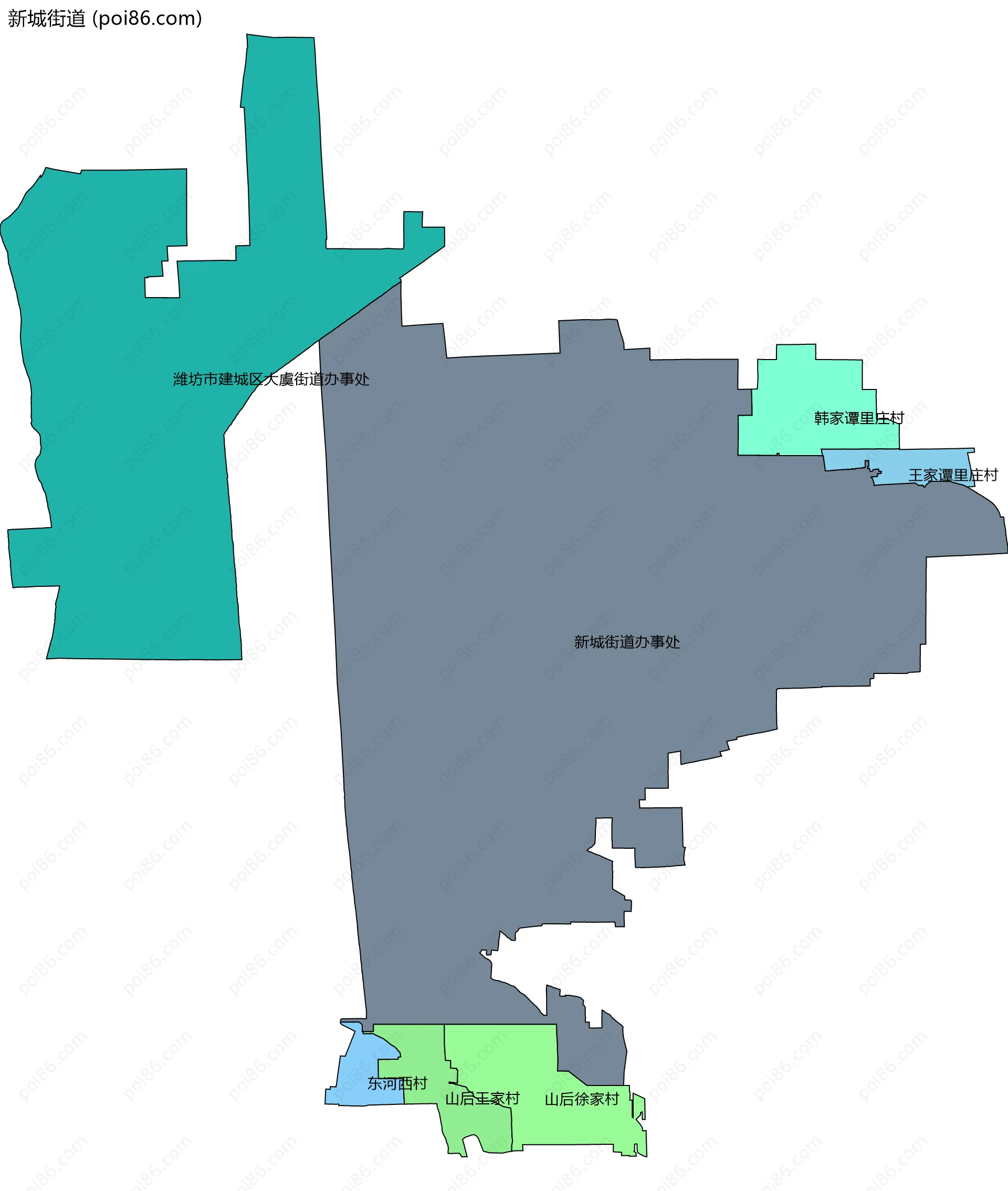 新城街道边界地图(五级行政区划)