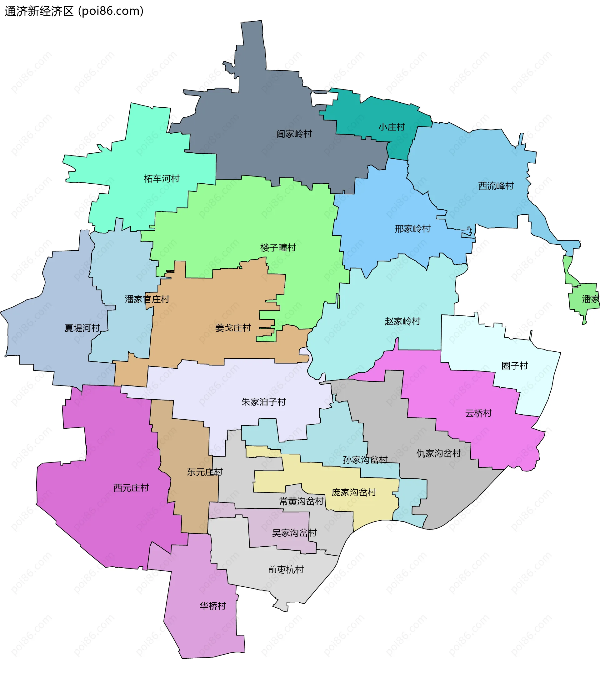 通济新经济区边界地图(五级行政区划)