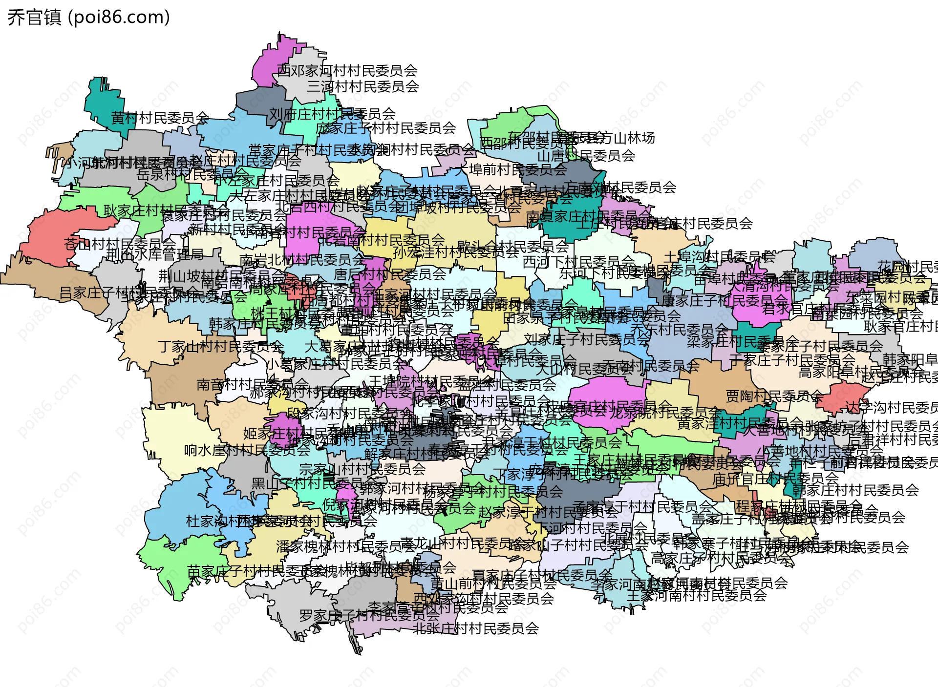 乔官镇边界地图(五级行政区划)