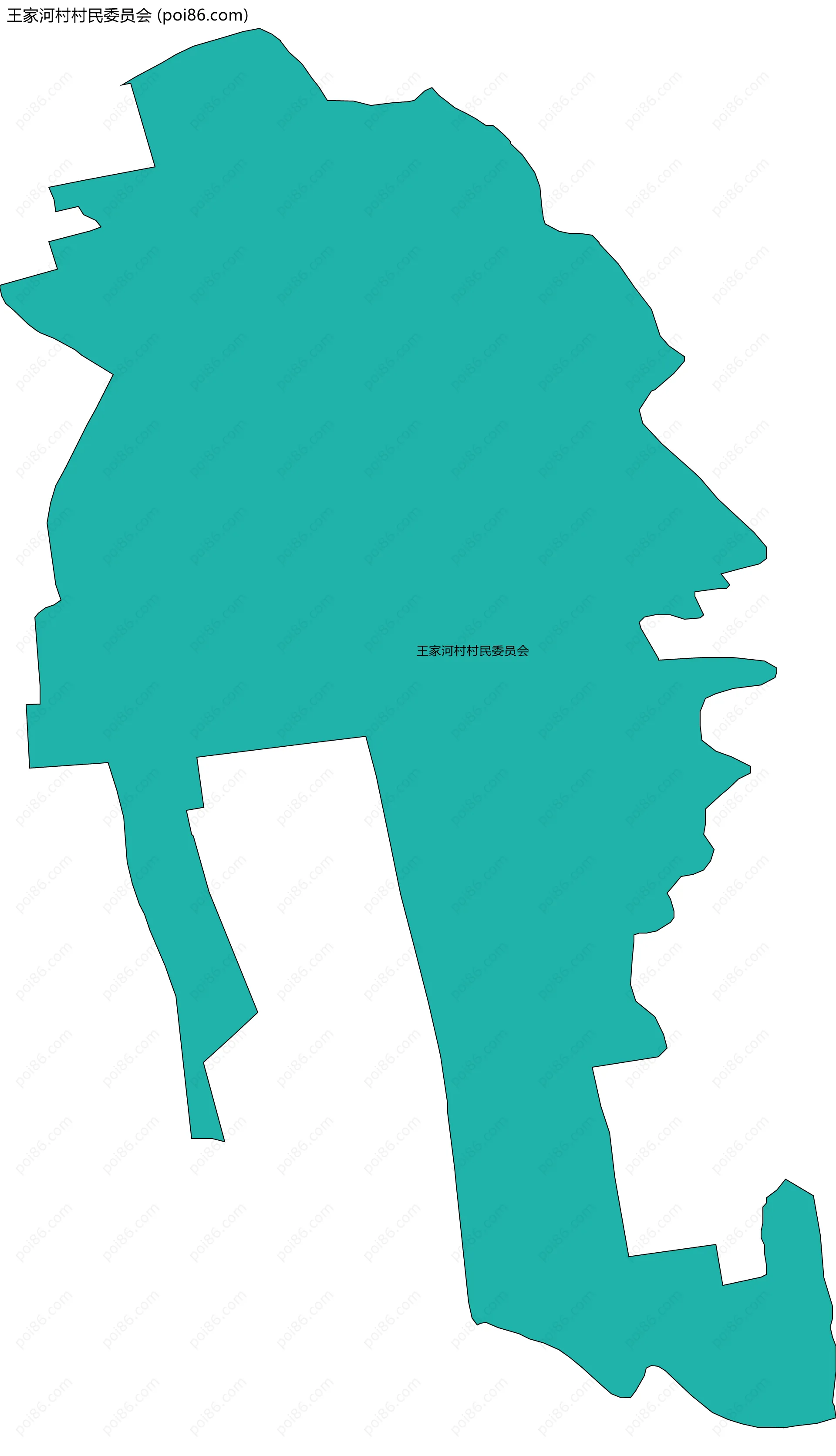 王家河村村民委员会边界地图