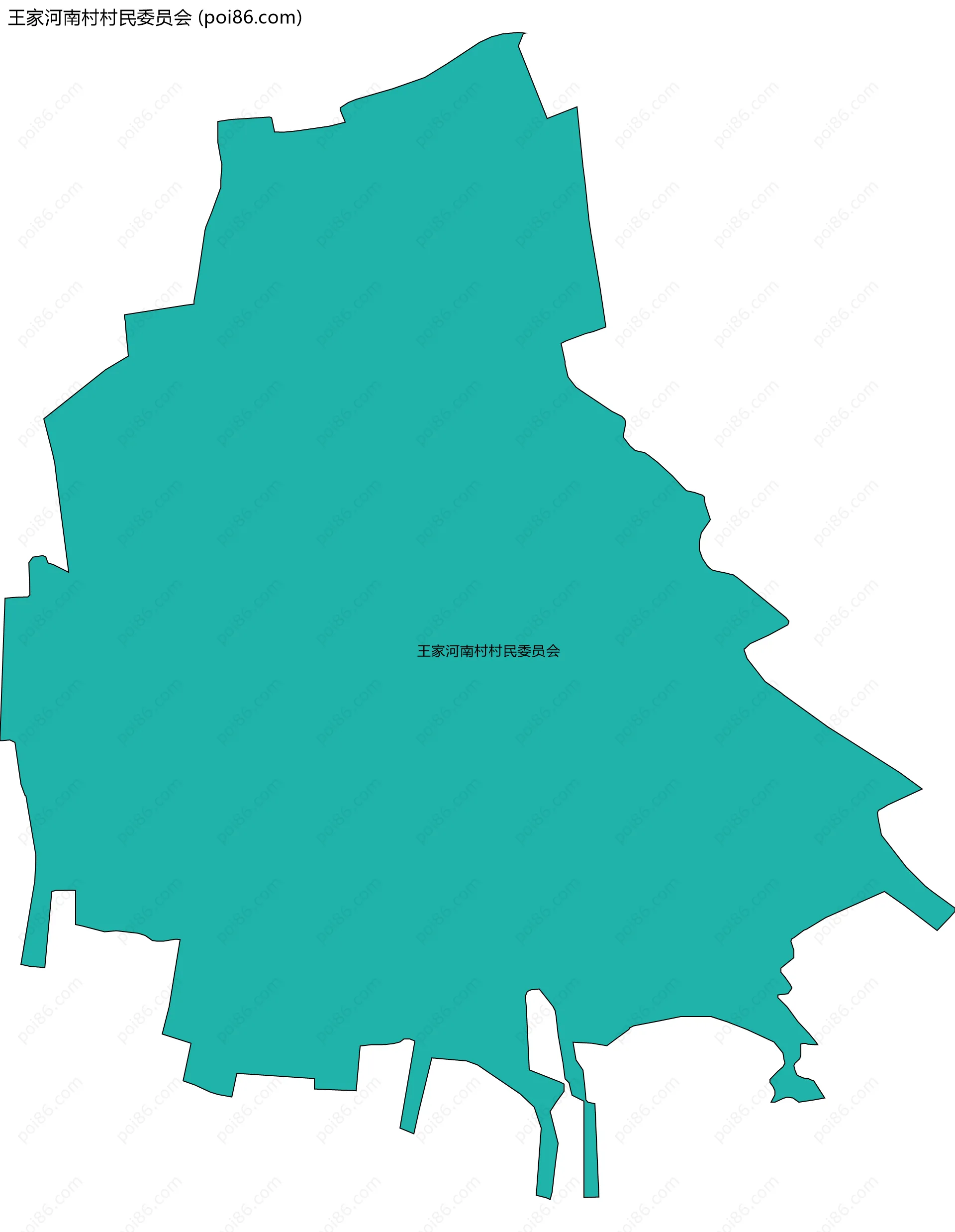 王家河南村村民委员会边界地图