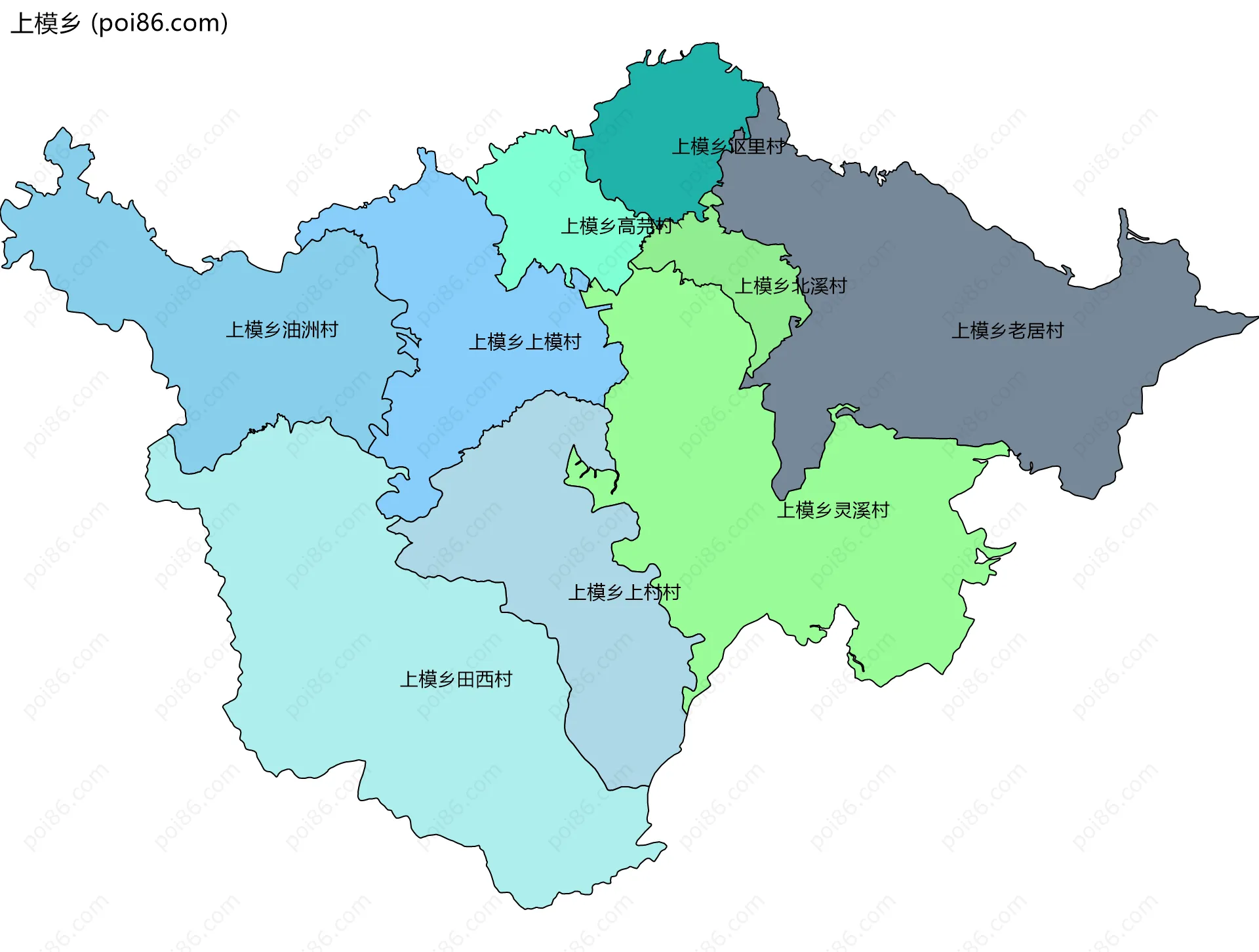 上模乡边界地图(五级行政区划)