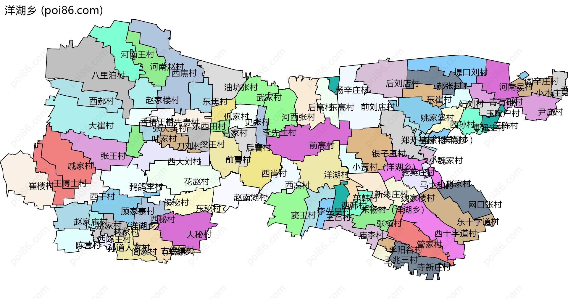 洋湖乡边界地图(五级行政区划)