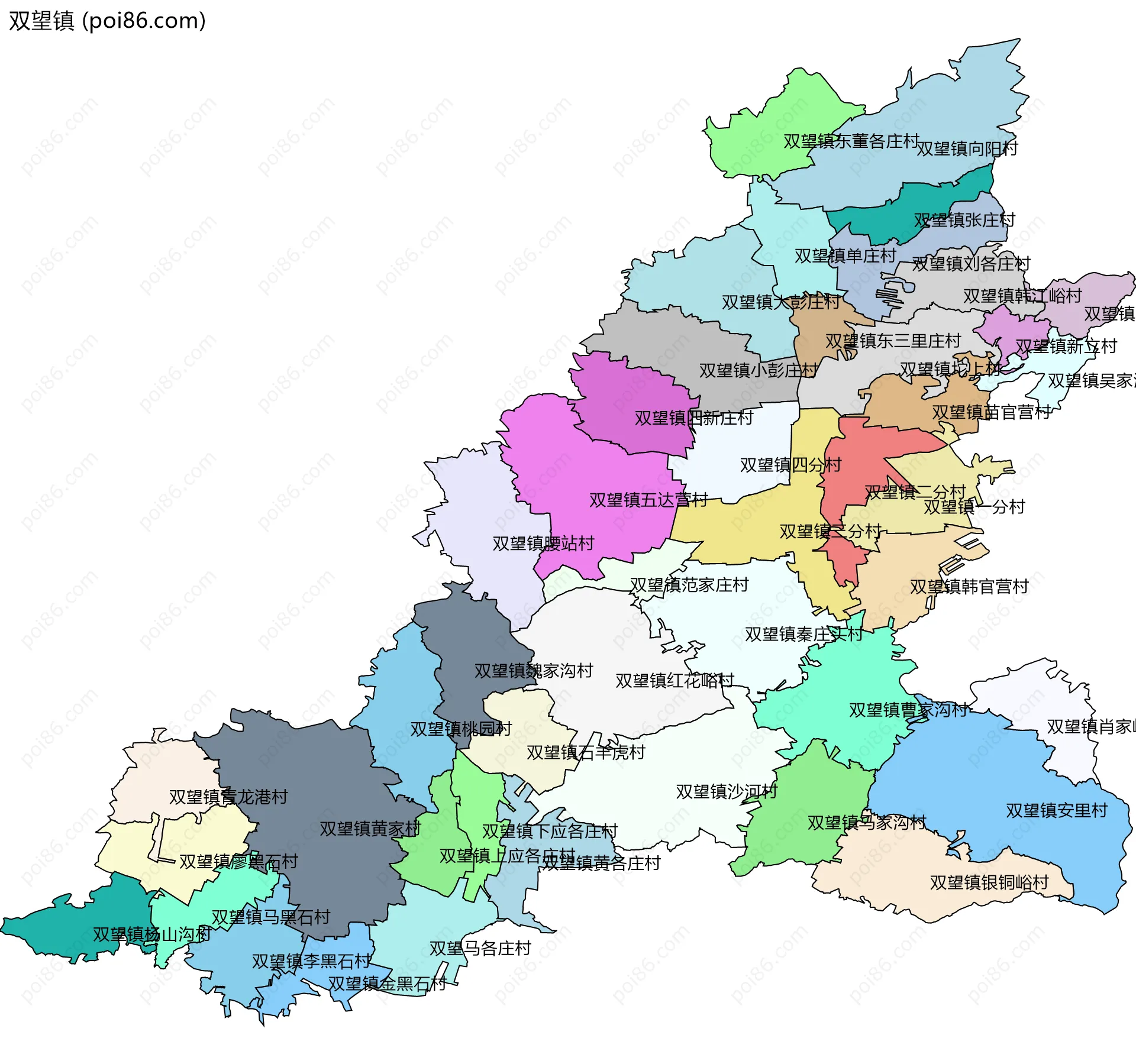 双望镇边界地图(五级行政区划)