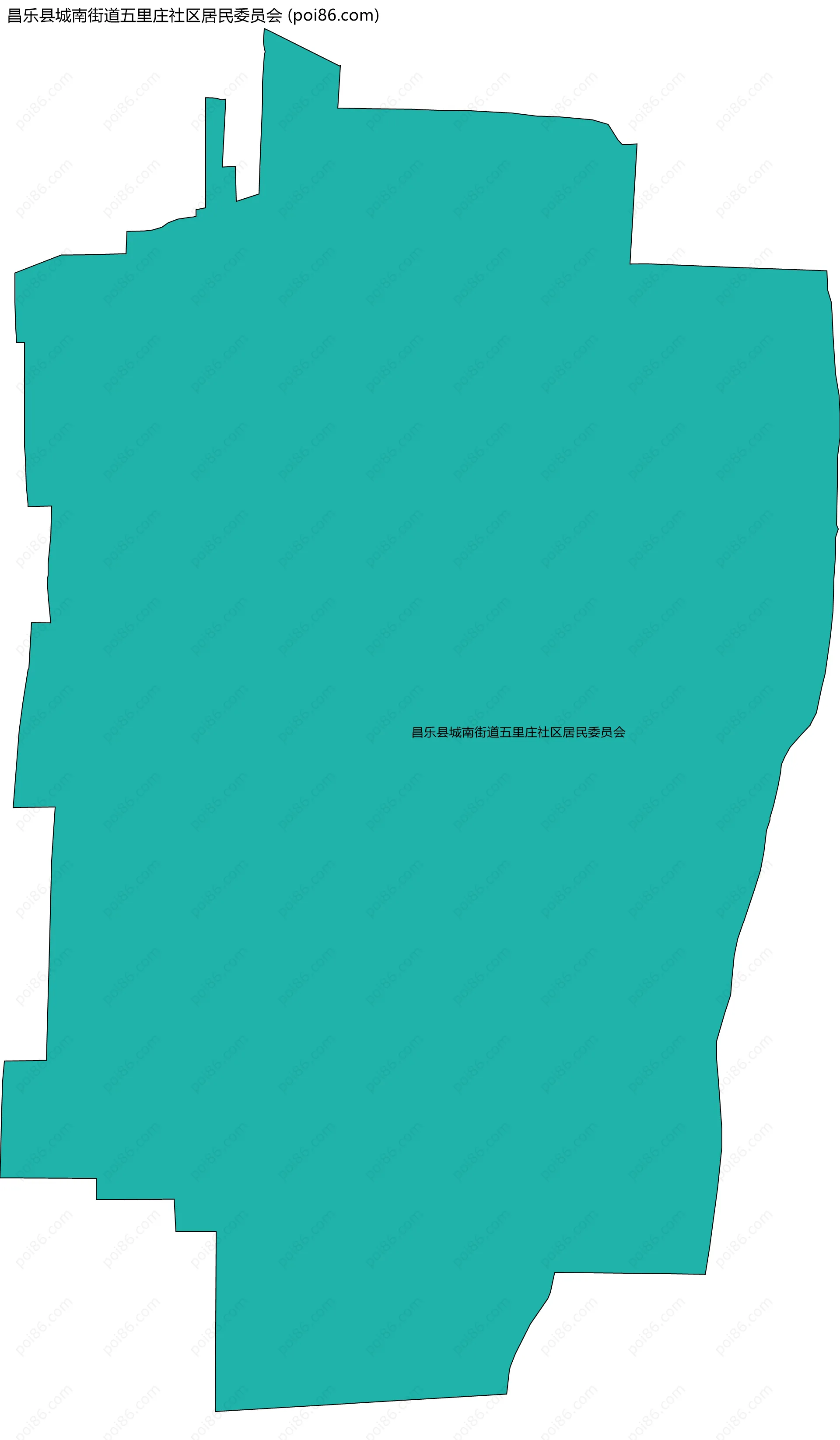 昌乐县城南街道五里庄社区居民委员会边界地图