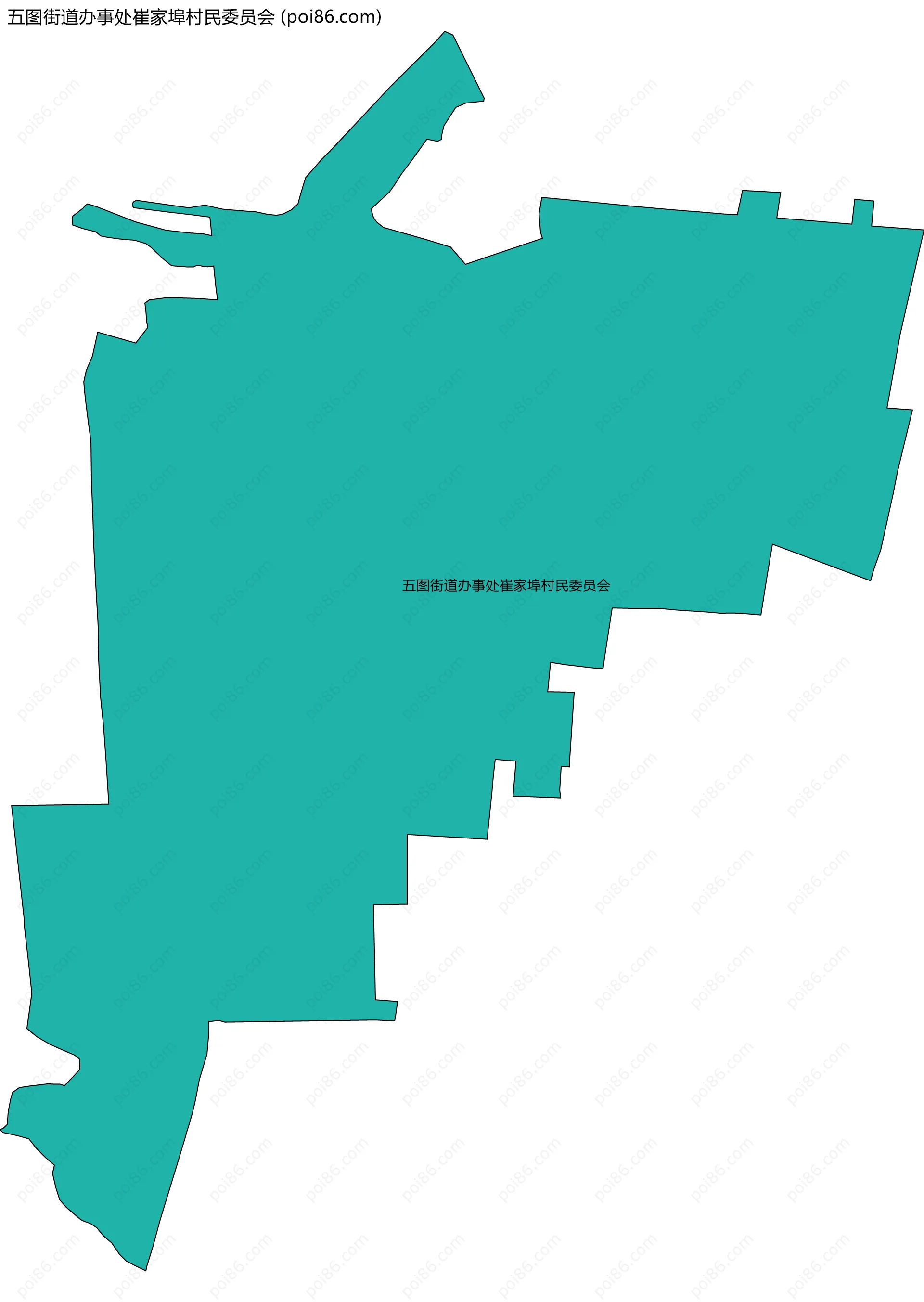 五图街道办事处崔家埠村民委员会边界地图