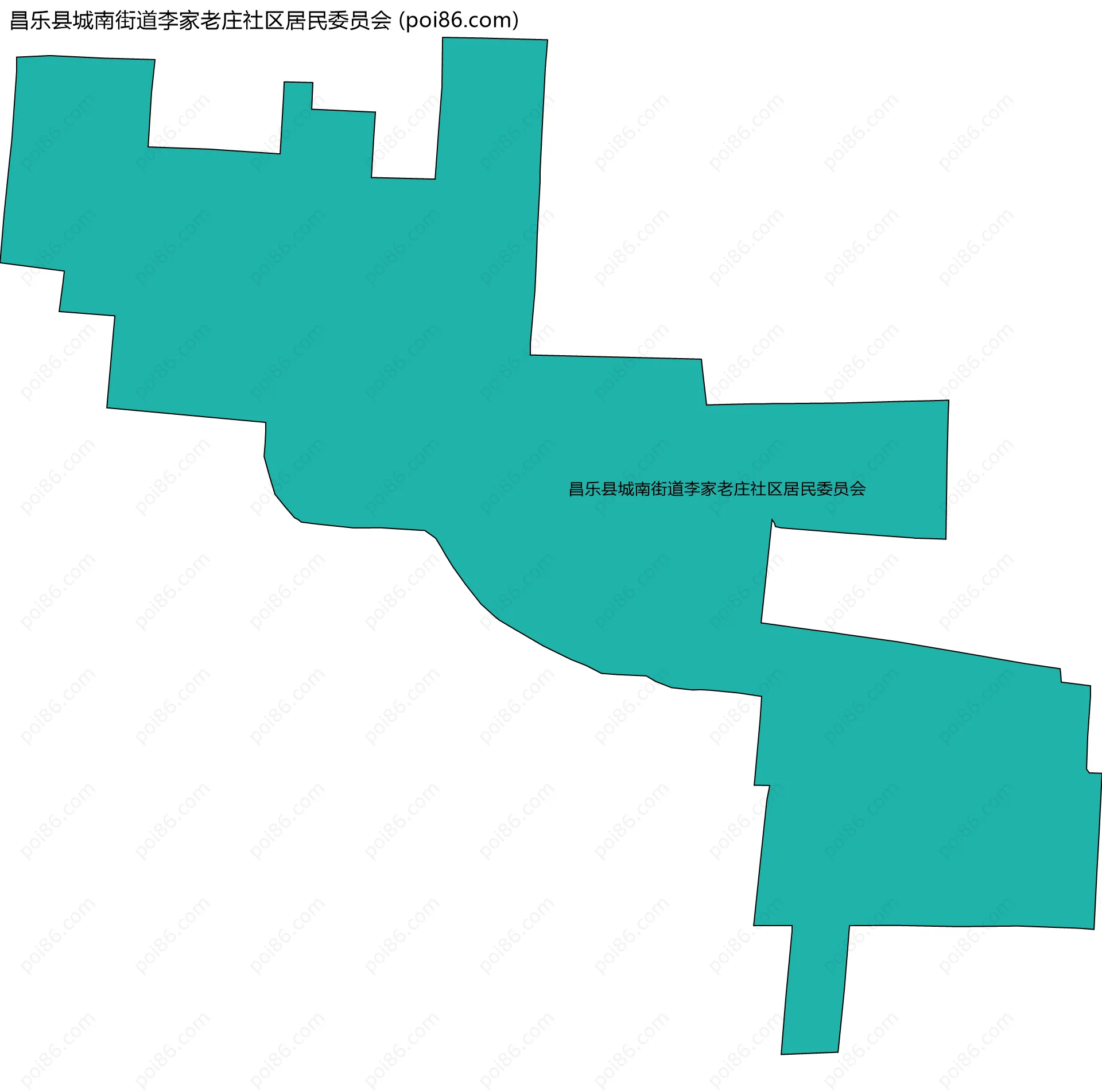 昌乐县城南街道李家老庄社区居民委员会边界地图