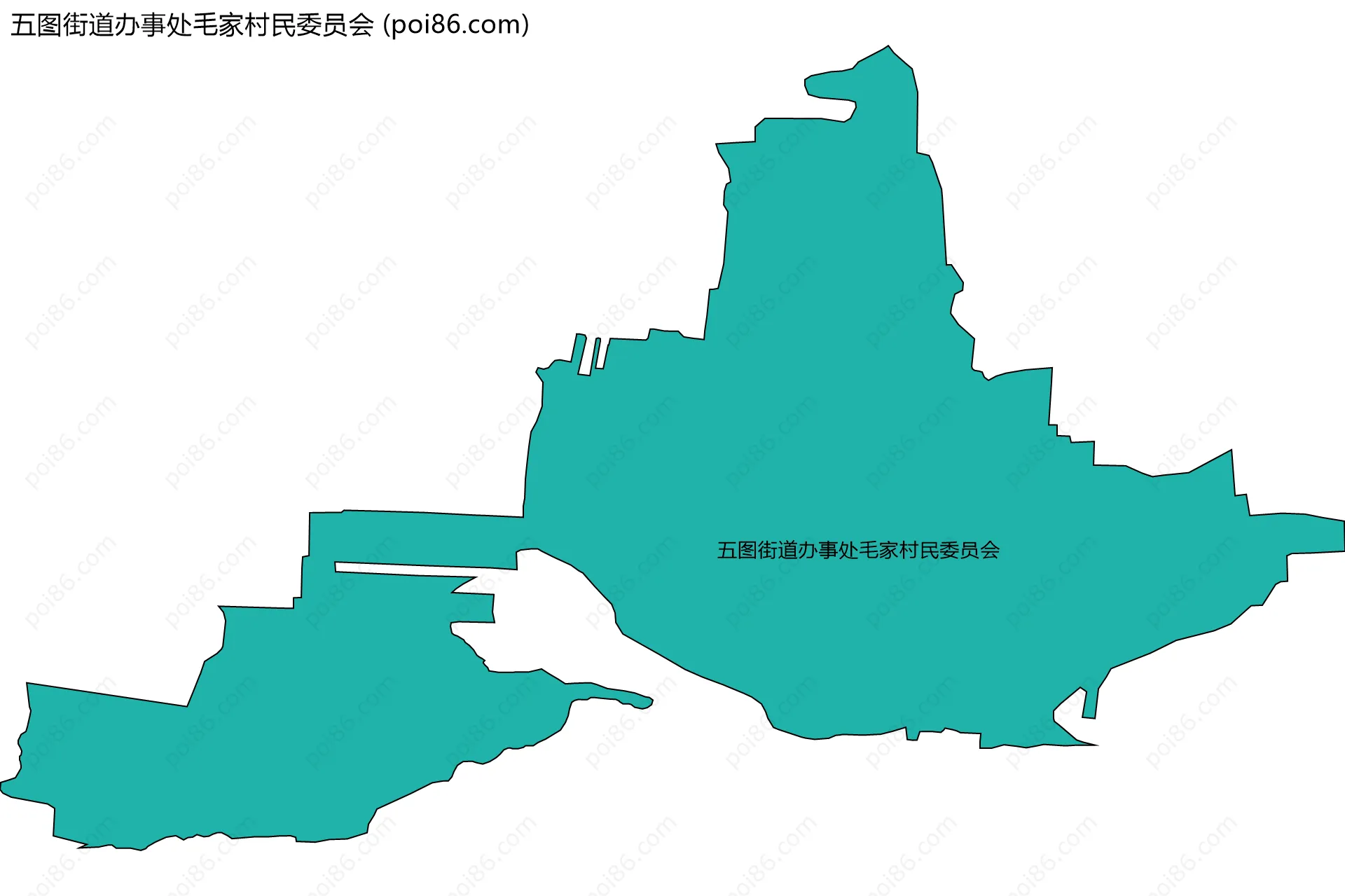 五图街道办事处毛家村民委员会边界地图