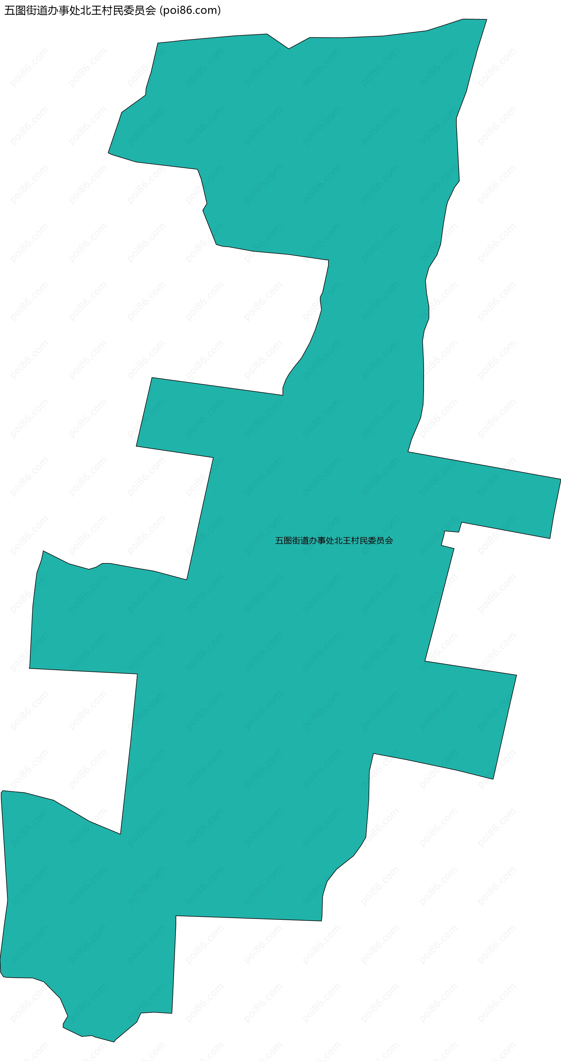 五图街道办事处北王村民委员会边界地图