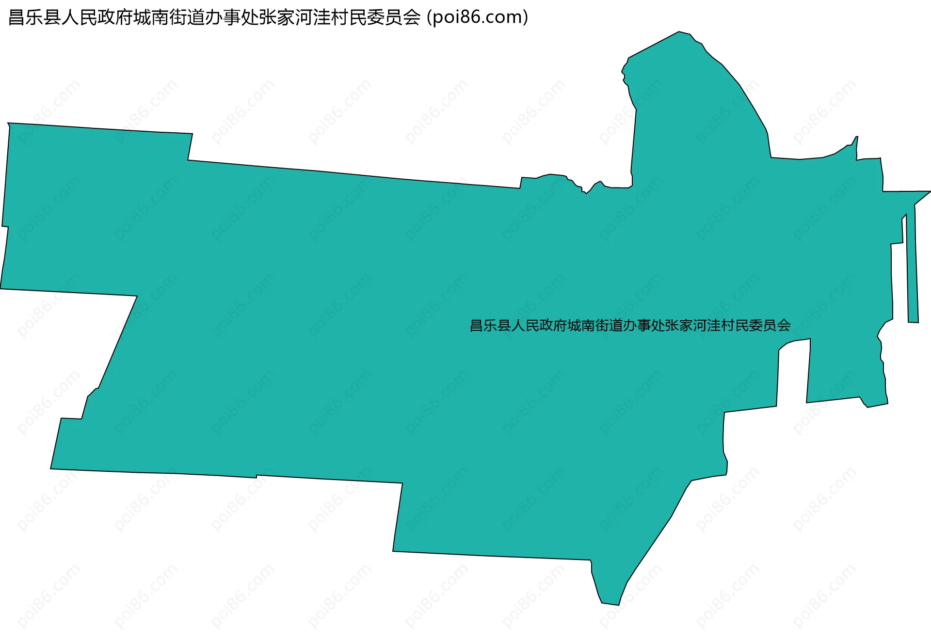 昌乐县人民政府城南街道办事处张家河洼村民委员会边界地图