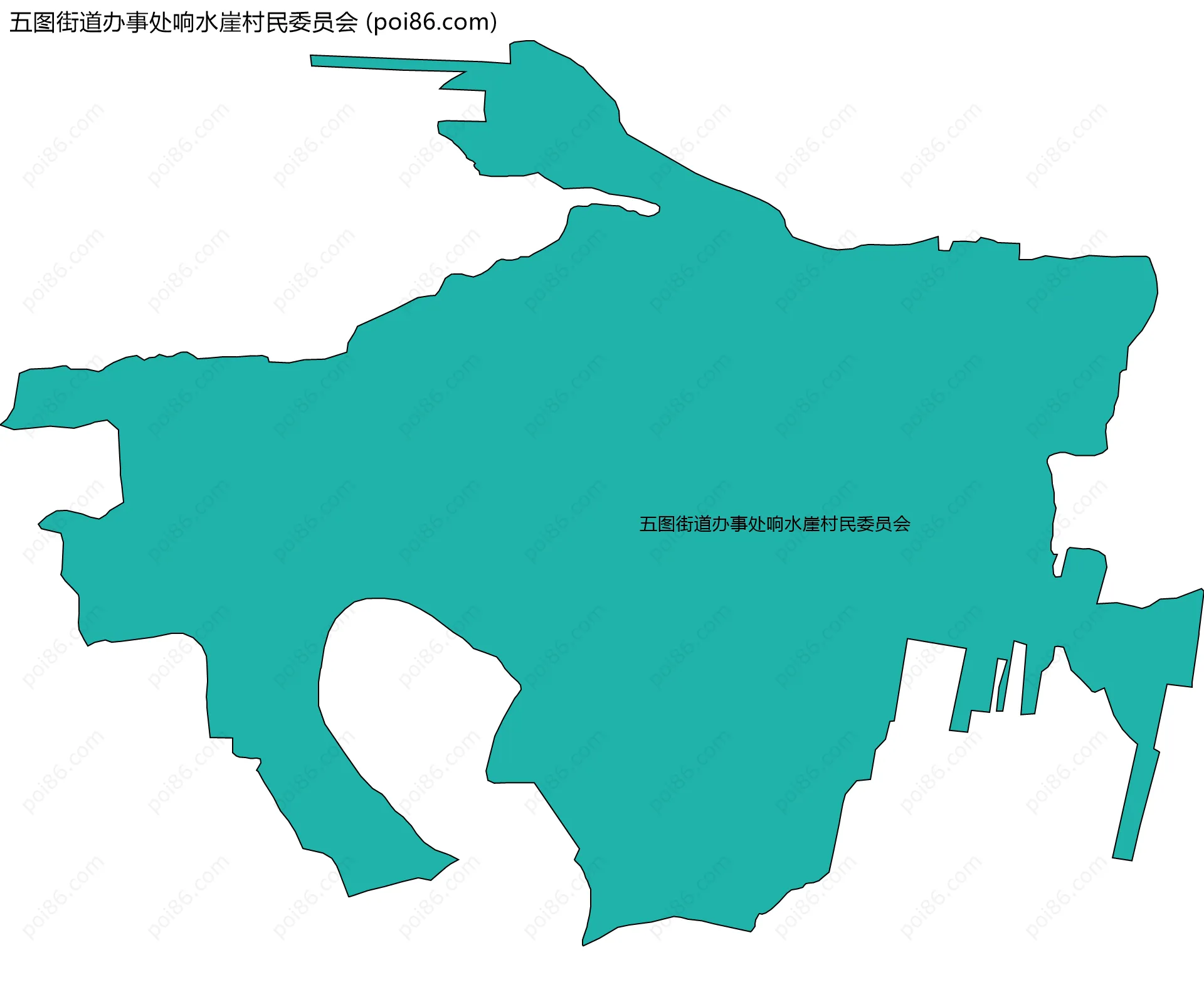 五图街道办事处响水崖村民委员会边界地图