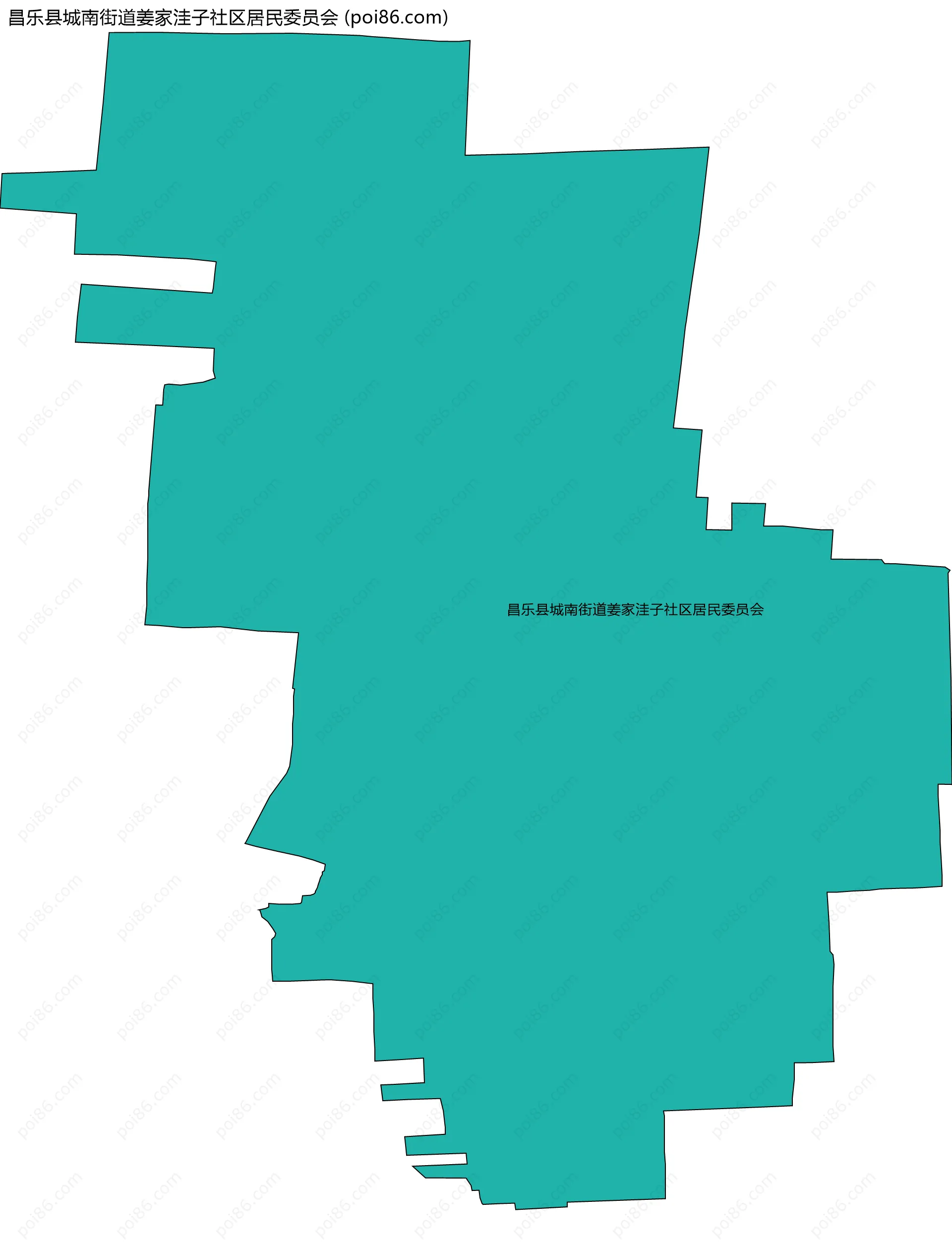 昌乐县城南街道姜家洼子社区居民委员会边界地图