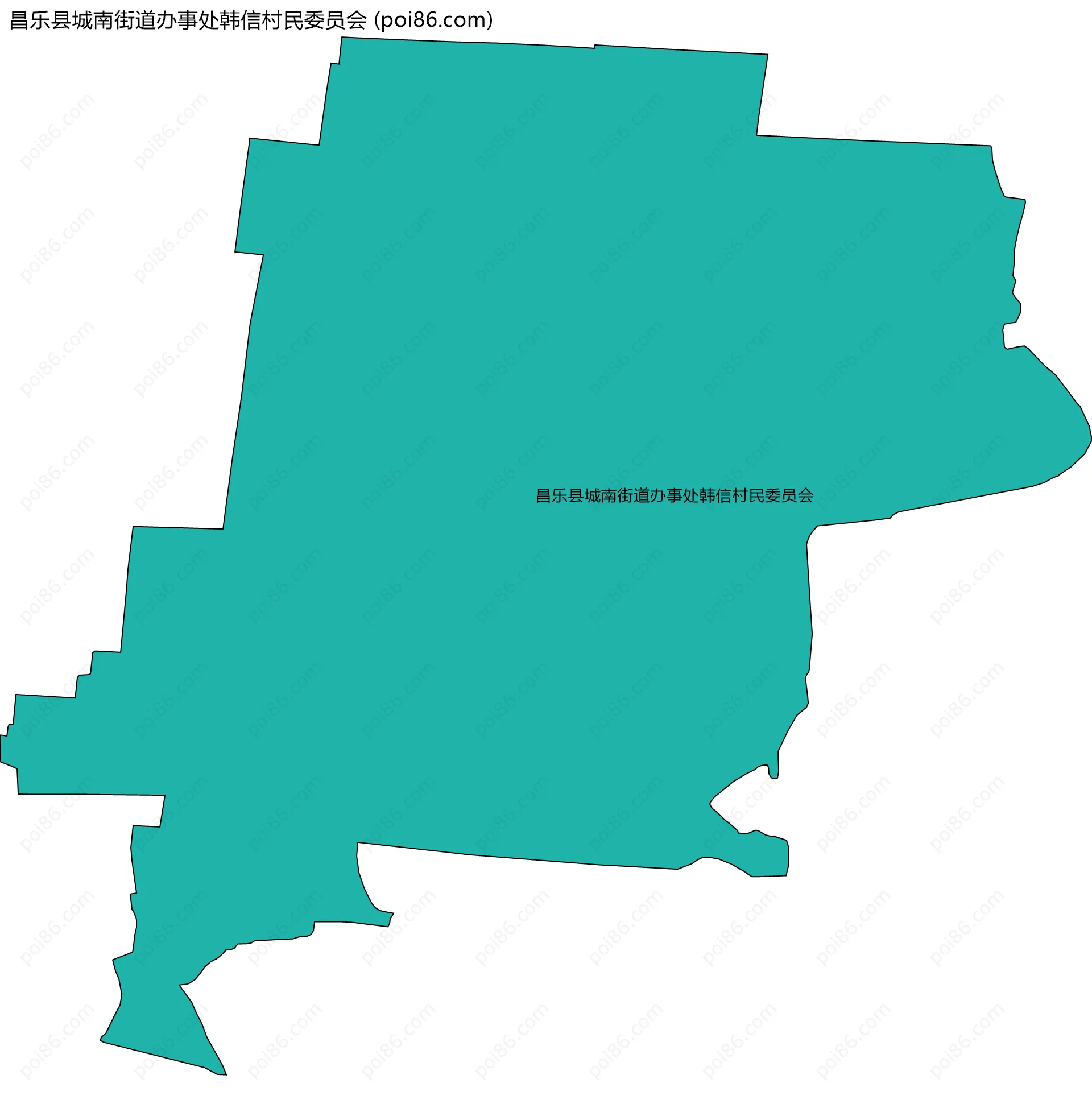 昌乐县城南街道办事处韩信村民委员会边界地图