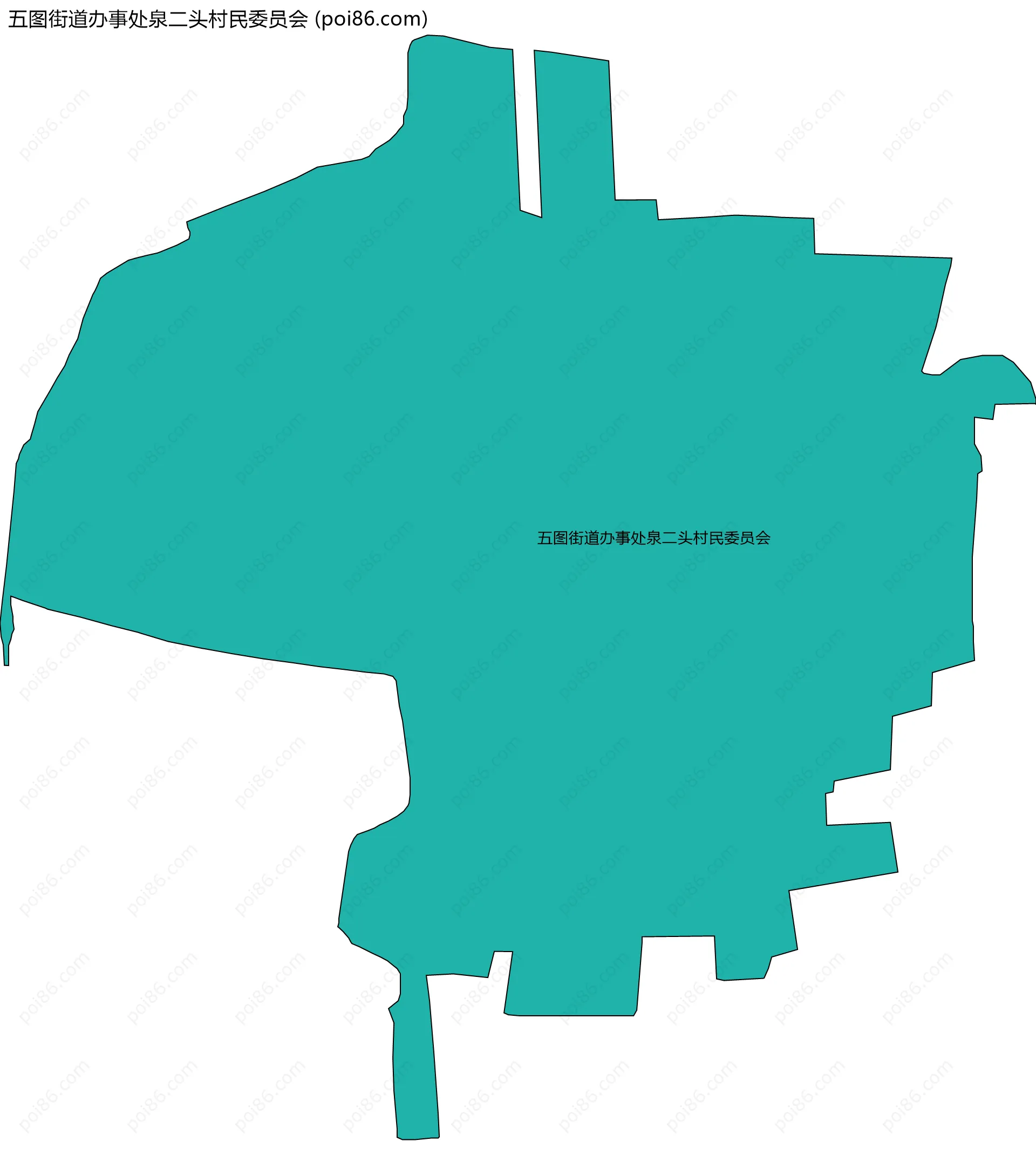 五图街道办事处泉二头村民委员会边界地图