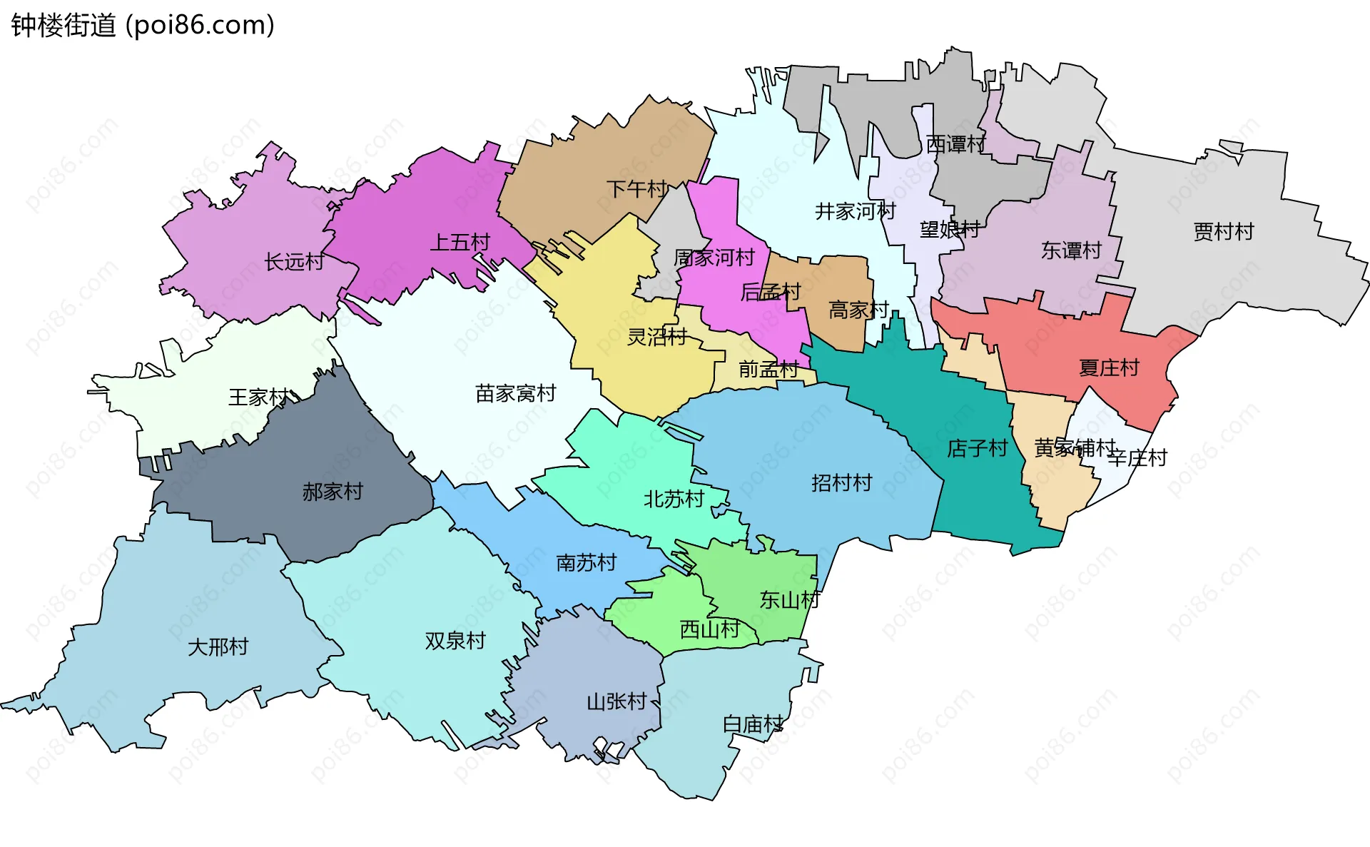 钟楼街道边界地图(五级行政区划)