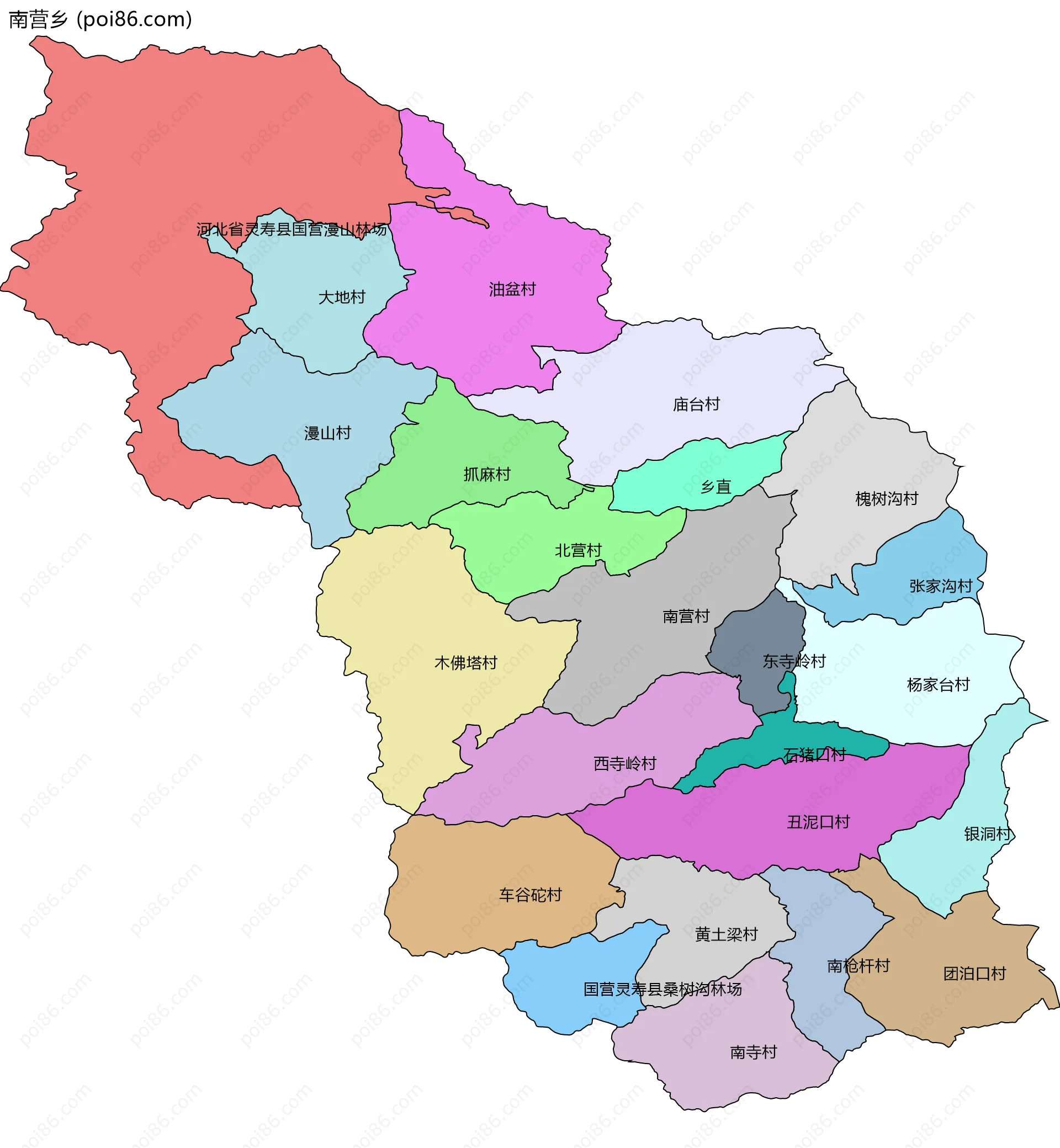 南营乡边界地图(五级行政区划)