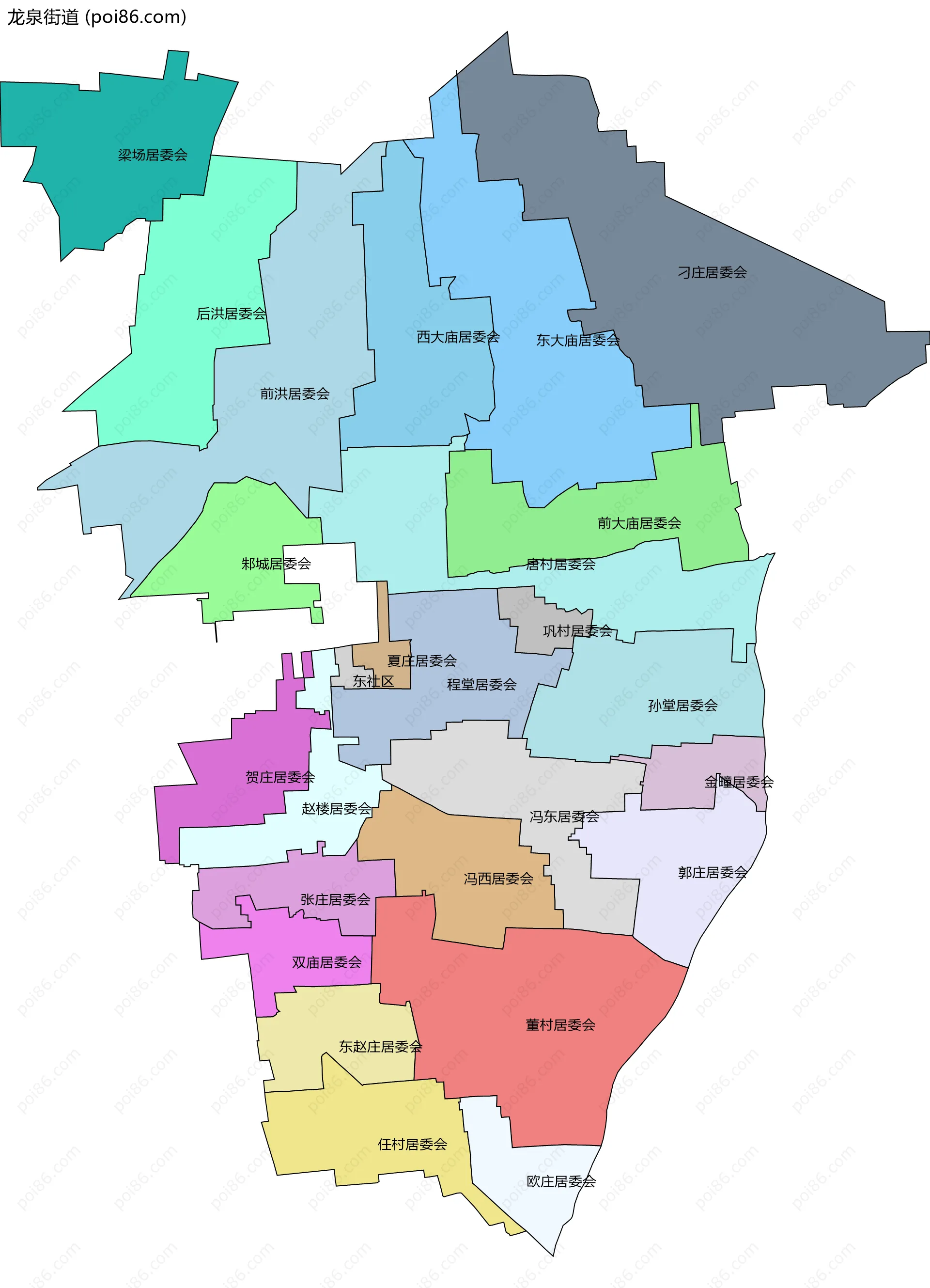 龙泉街道边界地图(五级行政区划)