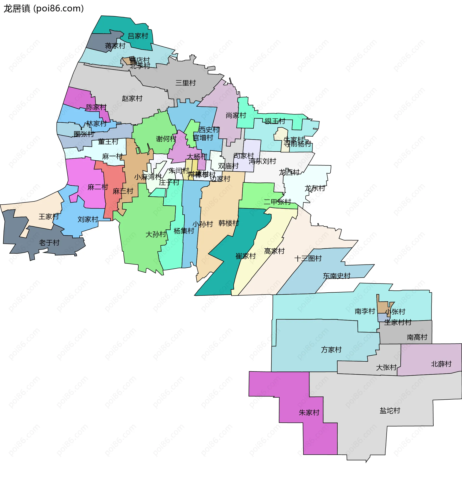 龙居镇边界地图(五级行政区划)
