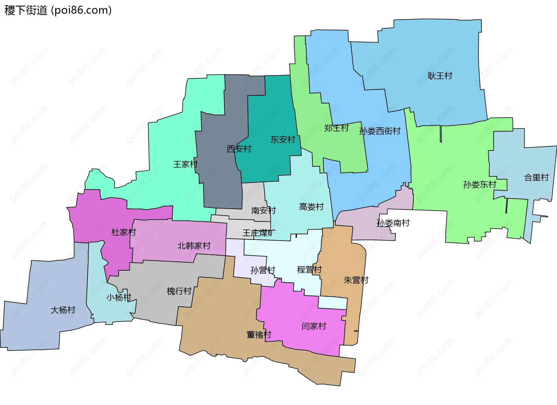稷下街道边界地图(五级行政区划)