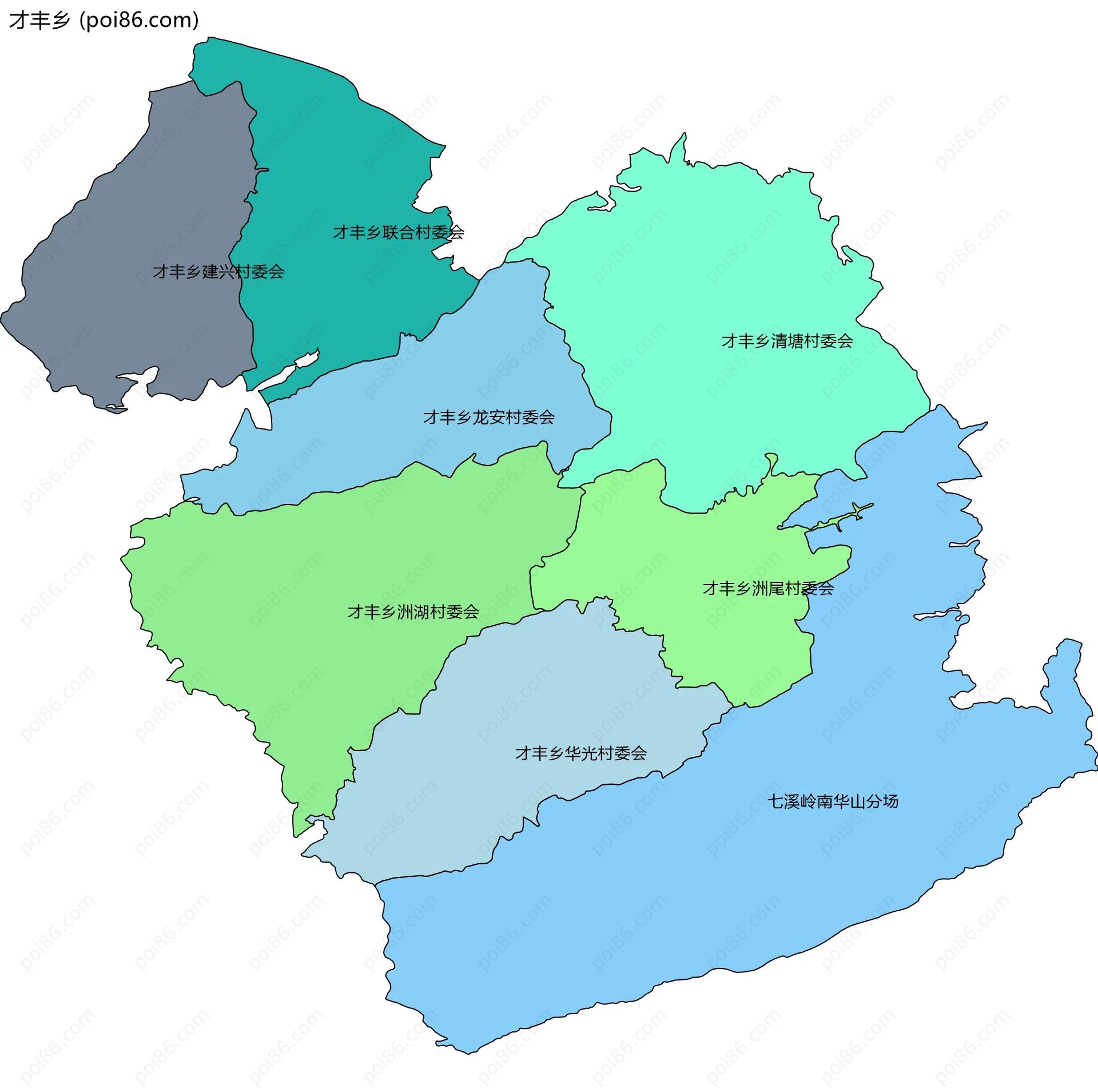 才丰乡边界地图(五级行政区划)