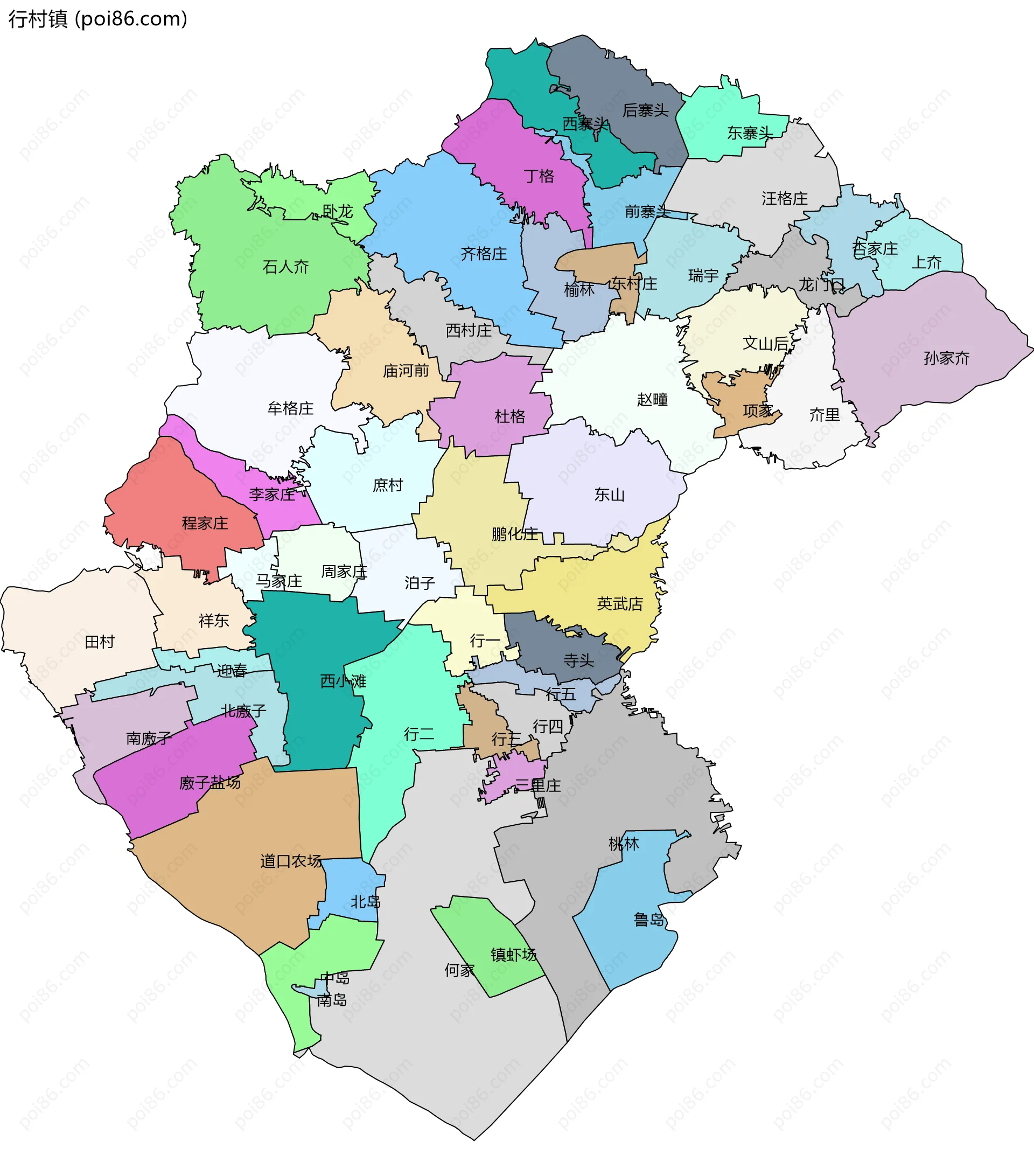 行村镇边界地图(五级行政区划)