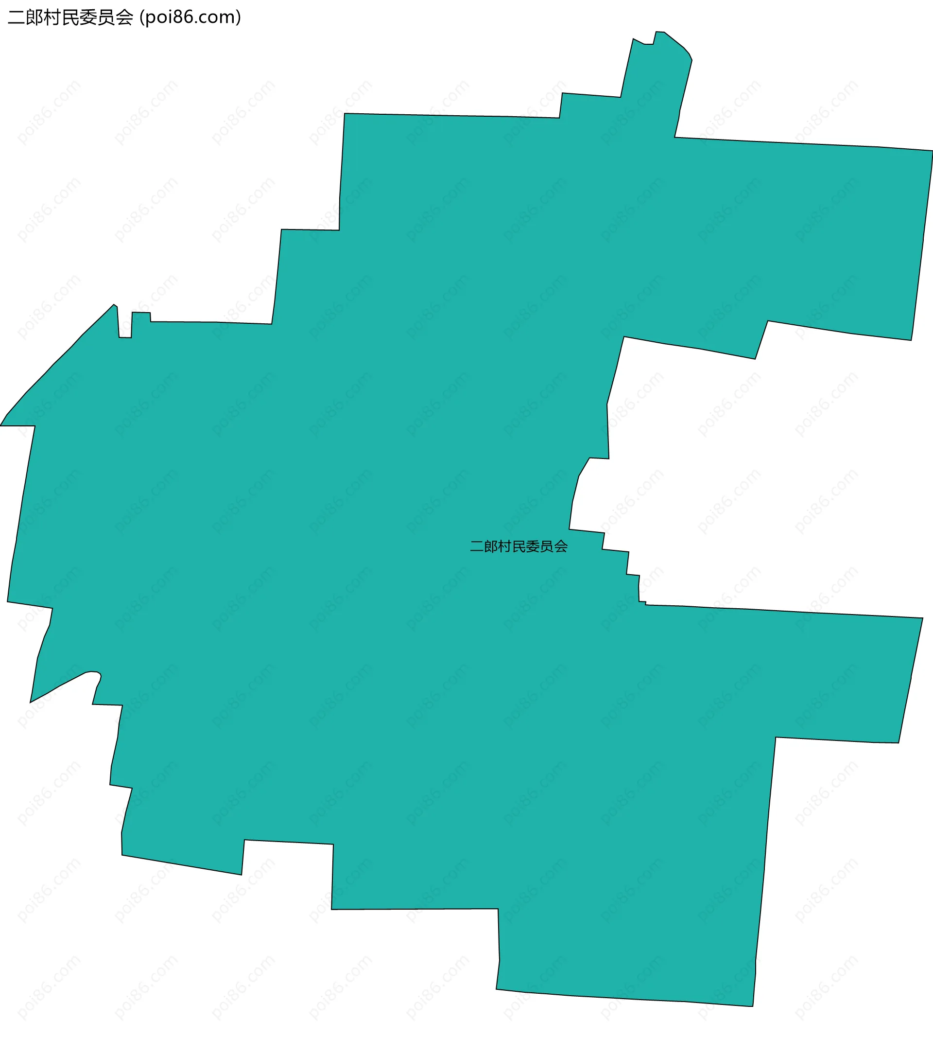 二郎村民委员会边界地图