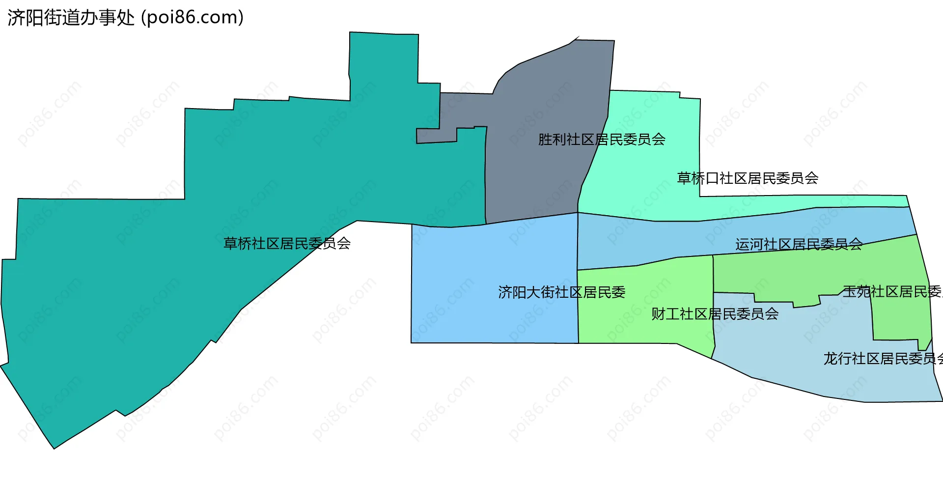 济阳街道办事处边界地图(五级行政区划)