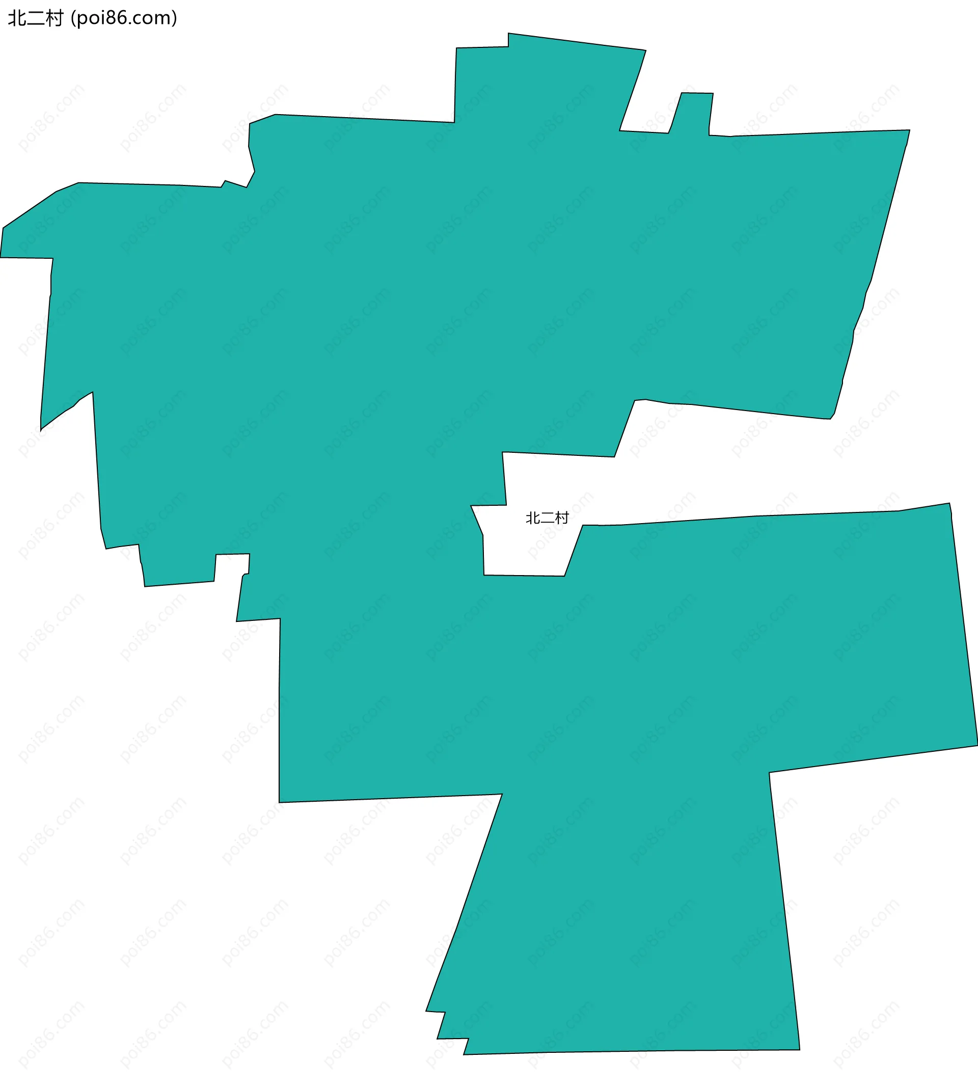 北二村边界地图