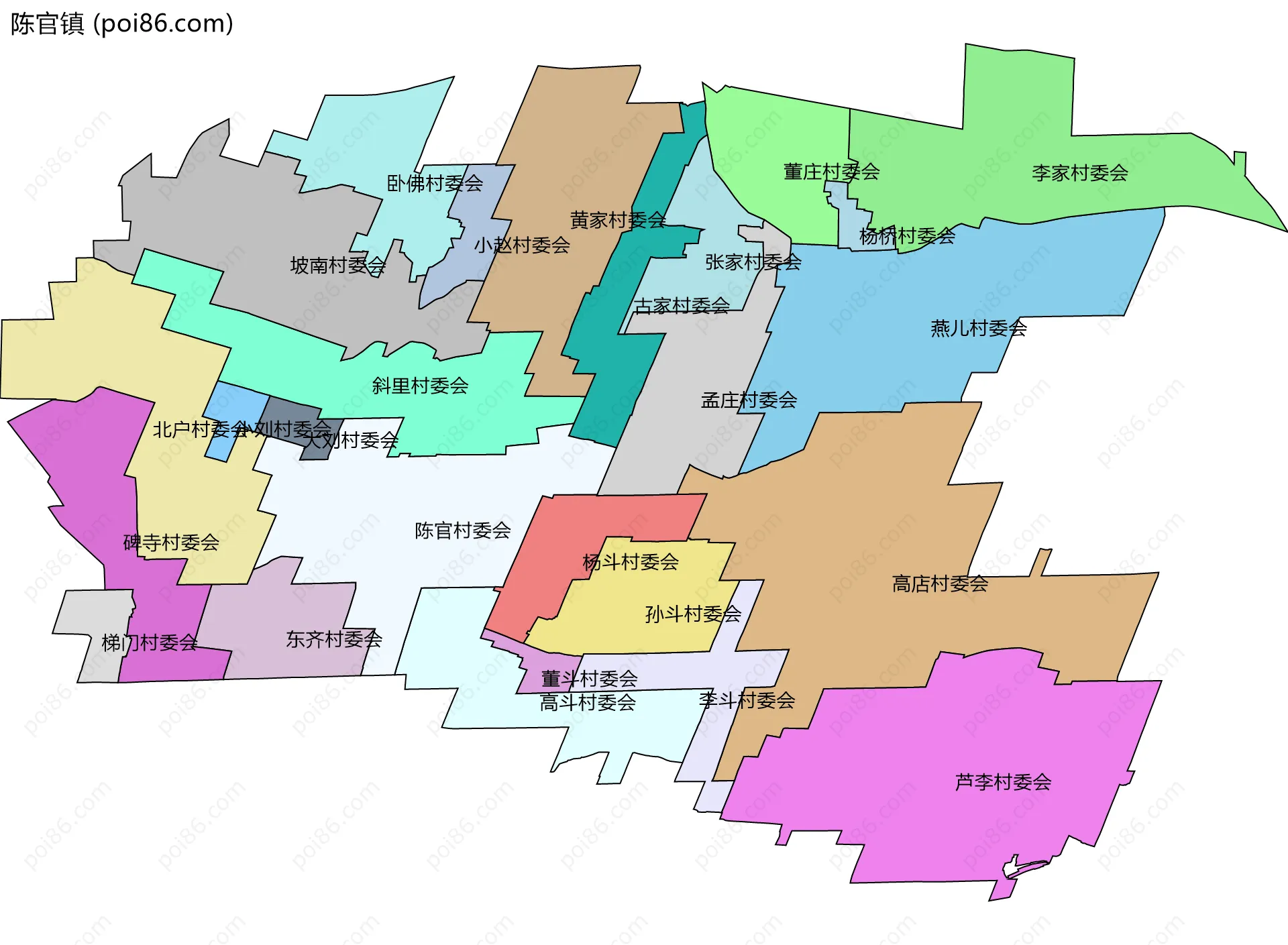 陈官镇边界地图(五级行政区划)